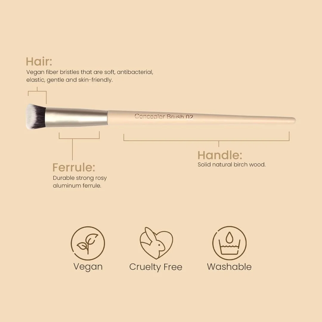 براش کانسیلر میلاگرو بیوتی 02، موهای نرم مصنوعی برای کرم پودر و فونداسیون مایع | ایده آل برای پوشاندن لک، هایلایت، کانتور بینی و پوشش زیر چشم | براش آرایش صورت