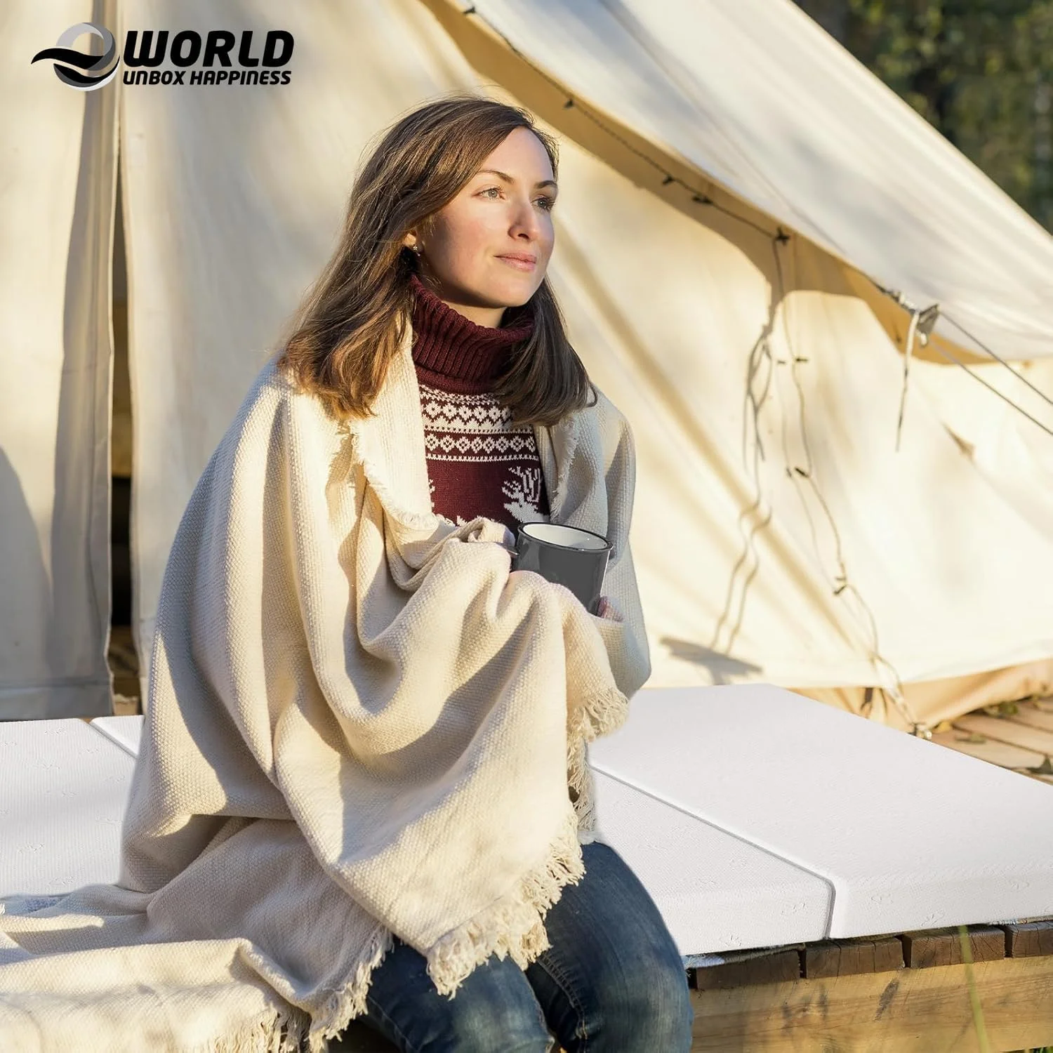 تشک فوم سه لایه ممتاز - تشک تاشو راحت برای مسافرت، کمپینگ، مهمان و خوابگاه - تختخواب تاشو قابل حمل با پارچه سازگار با پوست، سفید، 180 * 90 * 6 سانتی متر