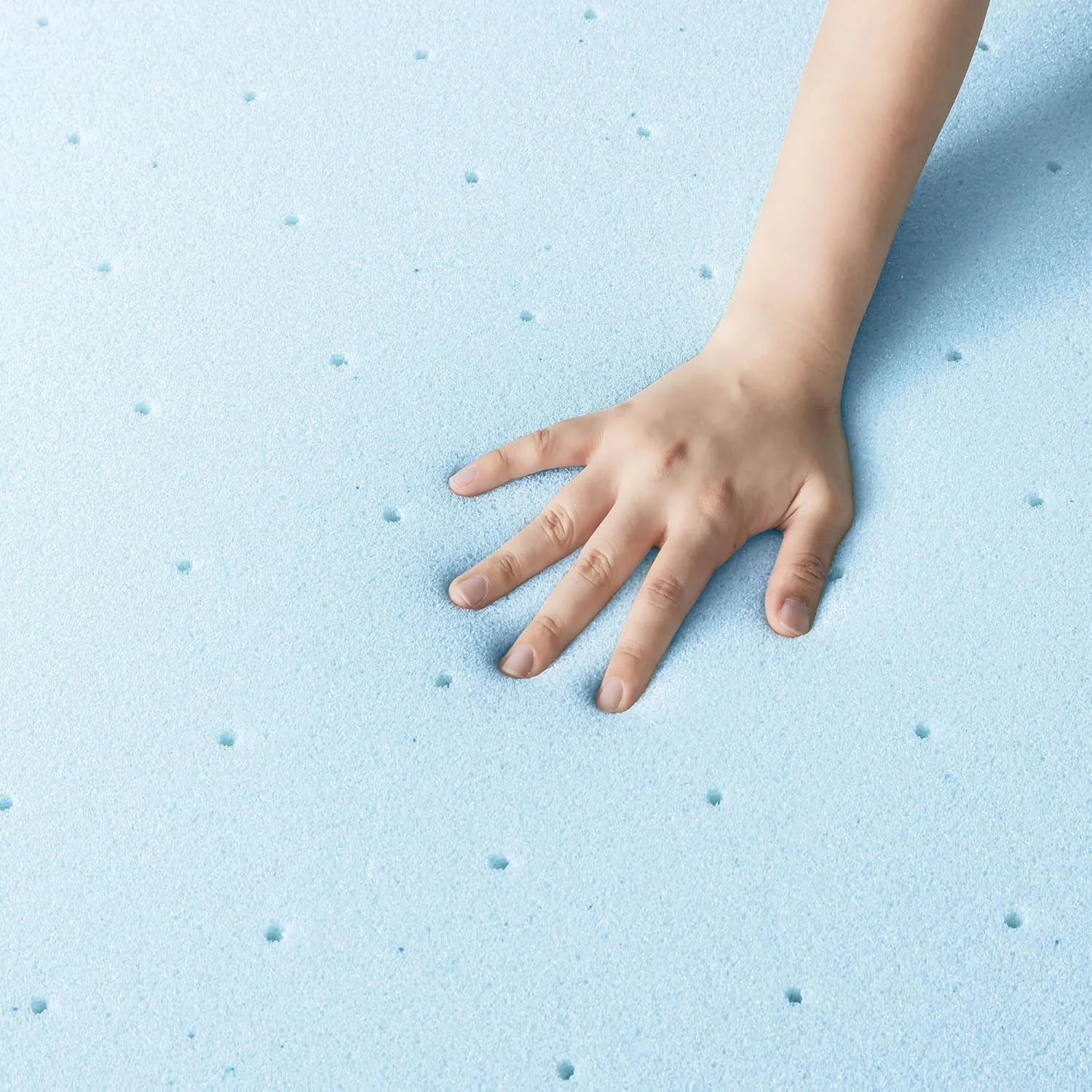 رویه تشک فوم مموری تهویه دار 3 اینچی با بهترین قیمت، تزریق ژل خنک کننده، دارای گواهی CertiPUR-US، کالیفرنیا کینگ، آبی