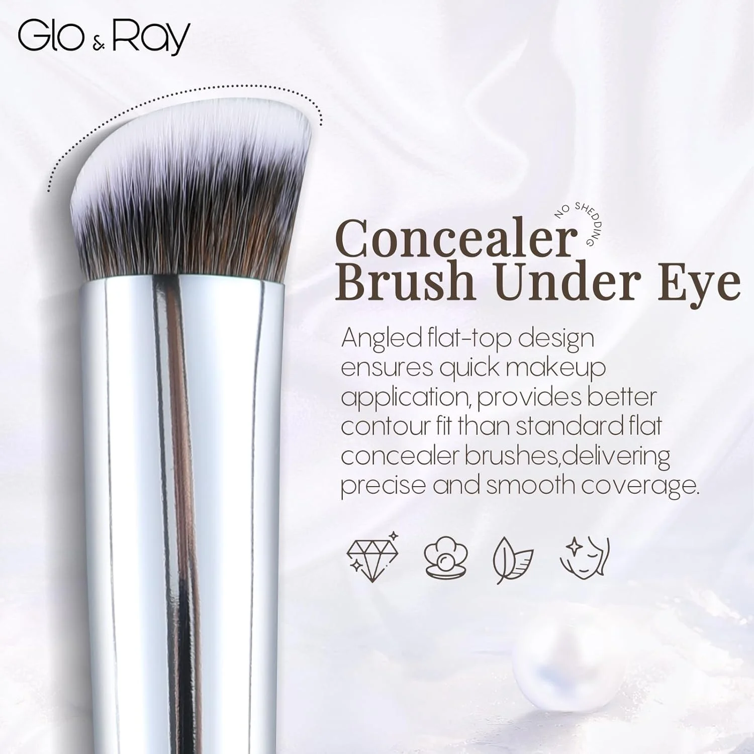براش کانسیلر زیر چشم GLO&RAY - براش آرایشی زاویه دار تخت قطره اشکی، کانتور بینی برای پودر، ترکیب حرفه ای برای لوازم آرایشی مایع و کرمی، براش های کوچک فونداسیون با پوشش ضد گرد و غبار (سفید) براش کانسیلر زیر چشم GLO&RAY - براش آرایشی زاویه دار تخت قطره اشکی، کانتور بینی برای پودر، ترکیب حرفه ای برای لوازم آرایشی مایع و کرمی، براش های کوچک فونداسیون با پوشش ضد گرد و غبار (سفید)