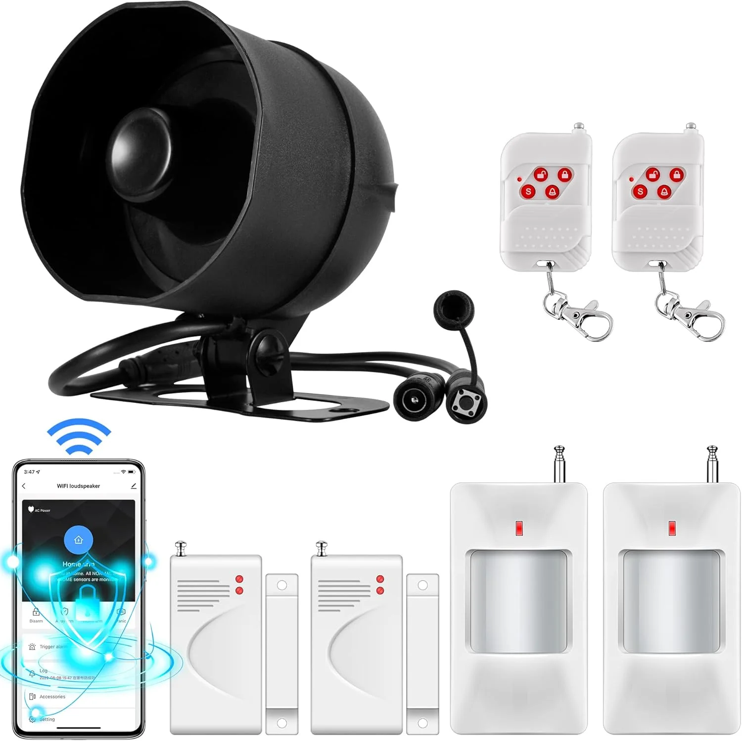 آلارم های خانگی وای فای با آژیر 115dB، سنسور حرکتی، سنسور درب و پنجره و سیستم دزدگیر با کنترل از راه دور (مشکی) آلارم های خانگی وای فای با آژیر 115dB، سنسور حرکتی، سنسور درب و پنجره و سیستم دزدگیر با کنترل از راه دور (مشکی)