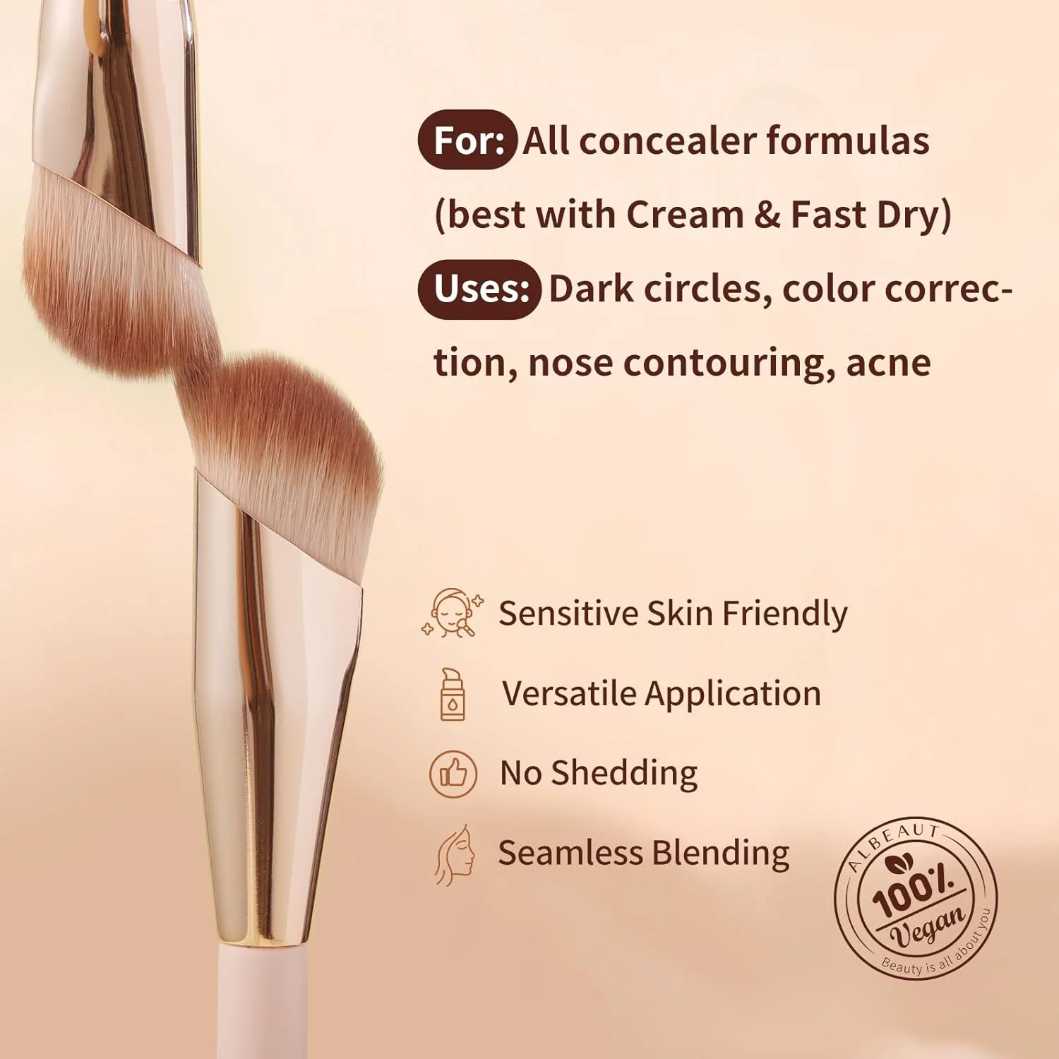براش کانسیلر زاویه دار کوچک Albeaut برای روشن کردن زیر چشم، براش آرایشی دقیق صورت (براش کانسیلر 193 - صورتی) براش کانسیلر زاویه دار کوچک Albeaut برای روشن کردن زیر چشم، براش آرایشی دقیق صورت (براش کانسیلر 193 - صورتی)