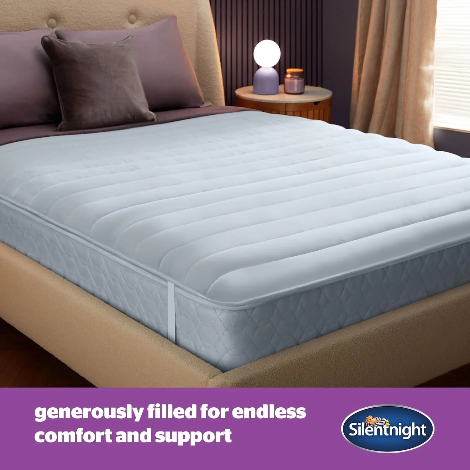 رویه تشک یک نفره سایلنت نایت مدل Deep Sleep - بهترین رویه تشک ضخیم، نرم و راحت برای تخت، کاروان، کمپرون و تخت های تاشو - قابل شستشو در ماشین لباسشویی، ضد حساسیت، سفید