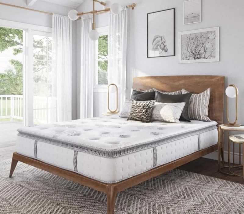 تشک هیبریدی فنری پاکتی سرتا پریمیر 30 سانتی متری سایز کوئین 150x200 با فوم حافظه دار میکرو ساپورت کول ژل، کاهش فشار، انتقال حرکت کم، تشک کوئین در جعبه