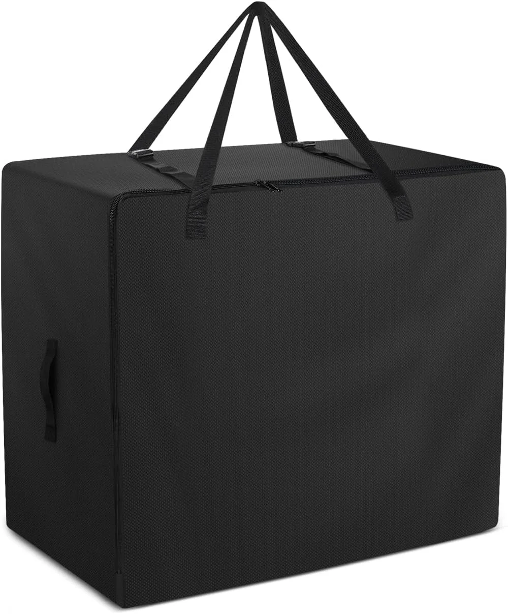 کیف تشک تاشو Raweao - کیف حمل سنگین وزن پارچه آکسفورد 600D برای تشک مهمان سه لایه (مناسب برای تشک یک نفره 4 اینچی، مشکی)