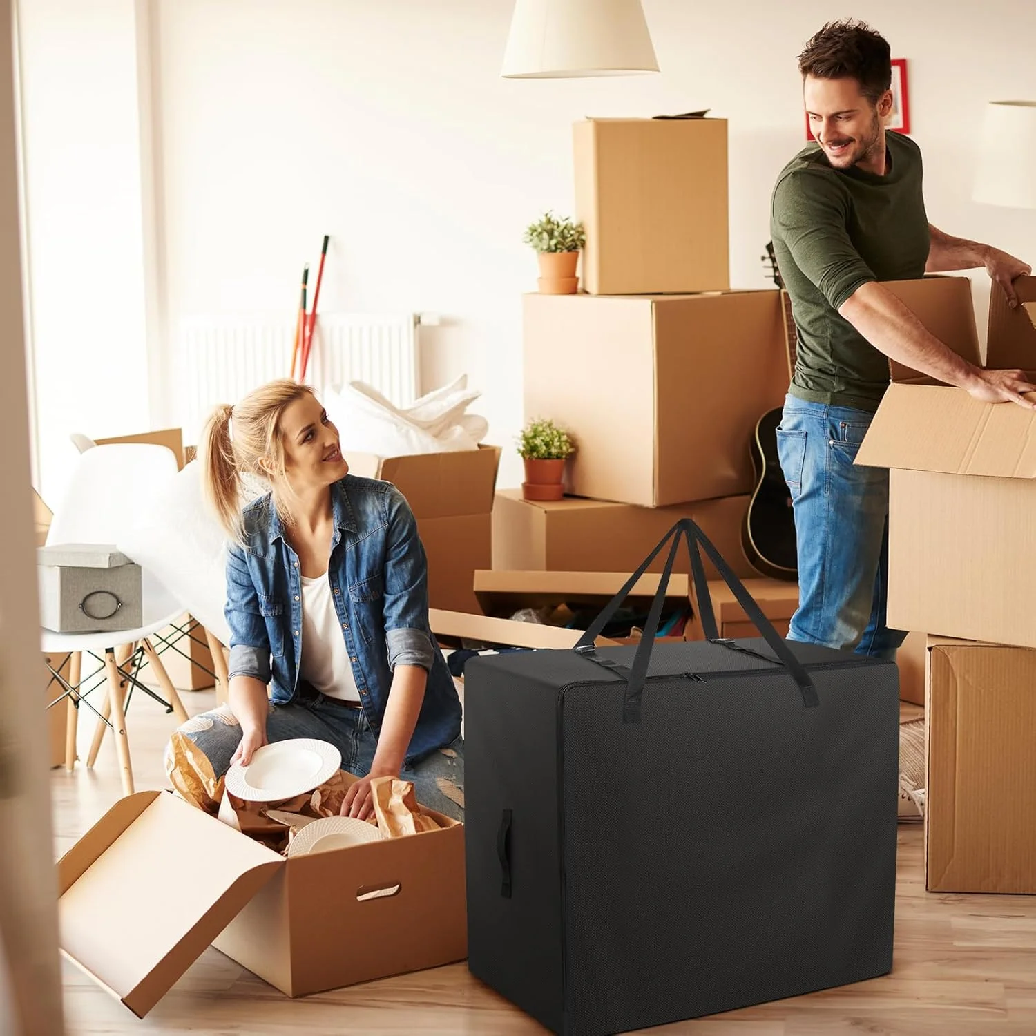 کیف تشک تاشو Raweao - کیف حمل سنگین وزن پارچه آکسفورد 600D برای تشک مهمان سه لایه (مناسب برای تشک یک نفره 4 اینچی، مشکی)