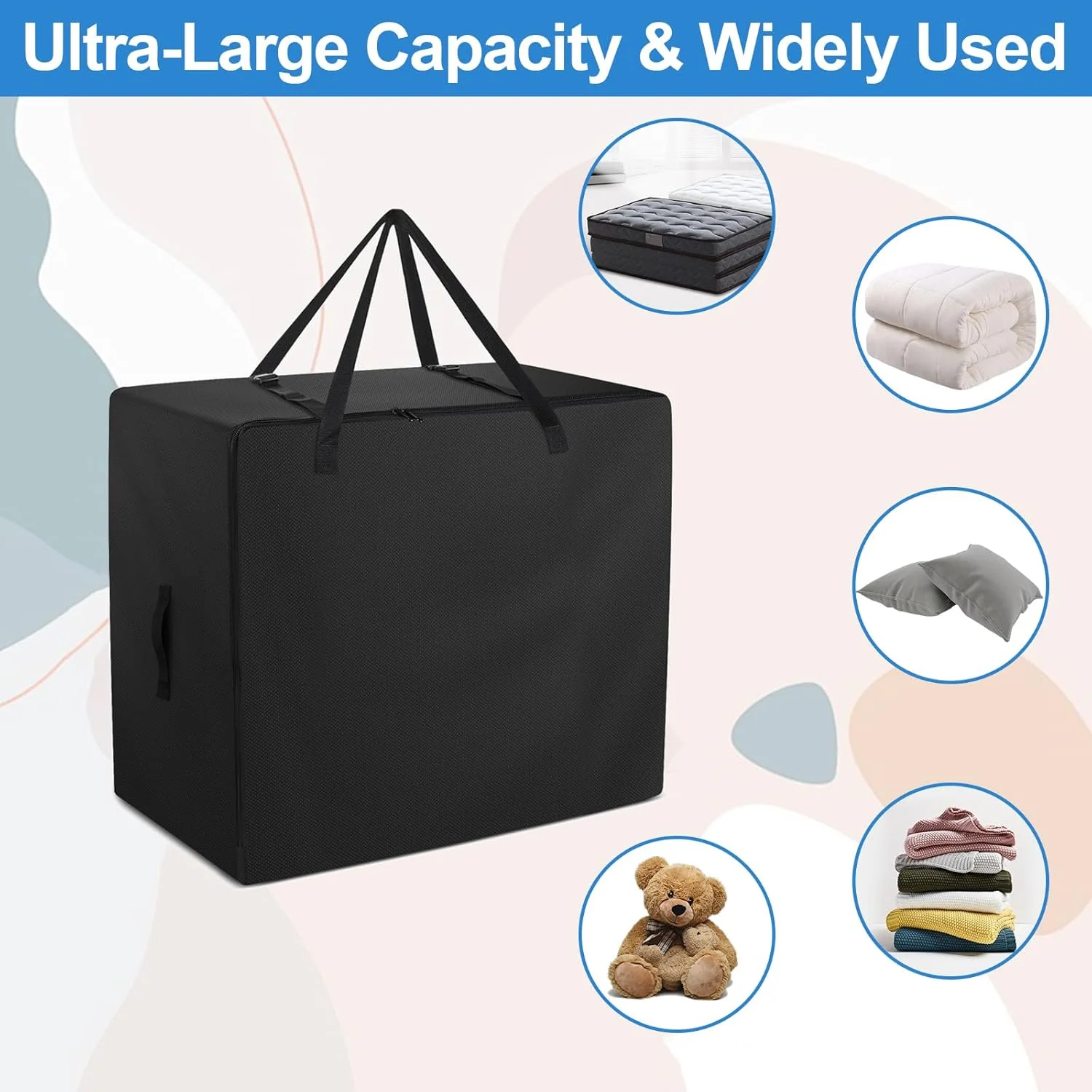 کیف تشک تاشو Raweao - کیف حمل سنگین وزن پارچه آکسفورد 600D برای تشک مهمان سه لایه (مناسب برای تشک یک نفره 4 اینچی، مشکی)