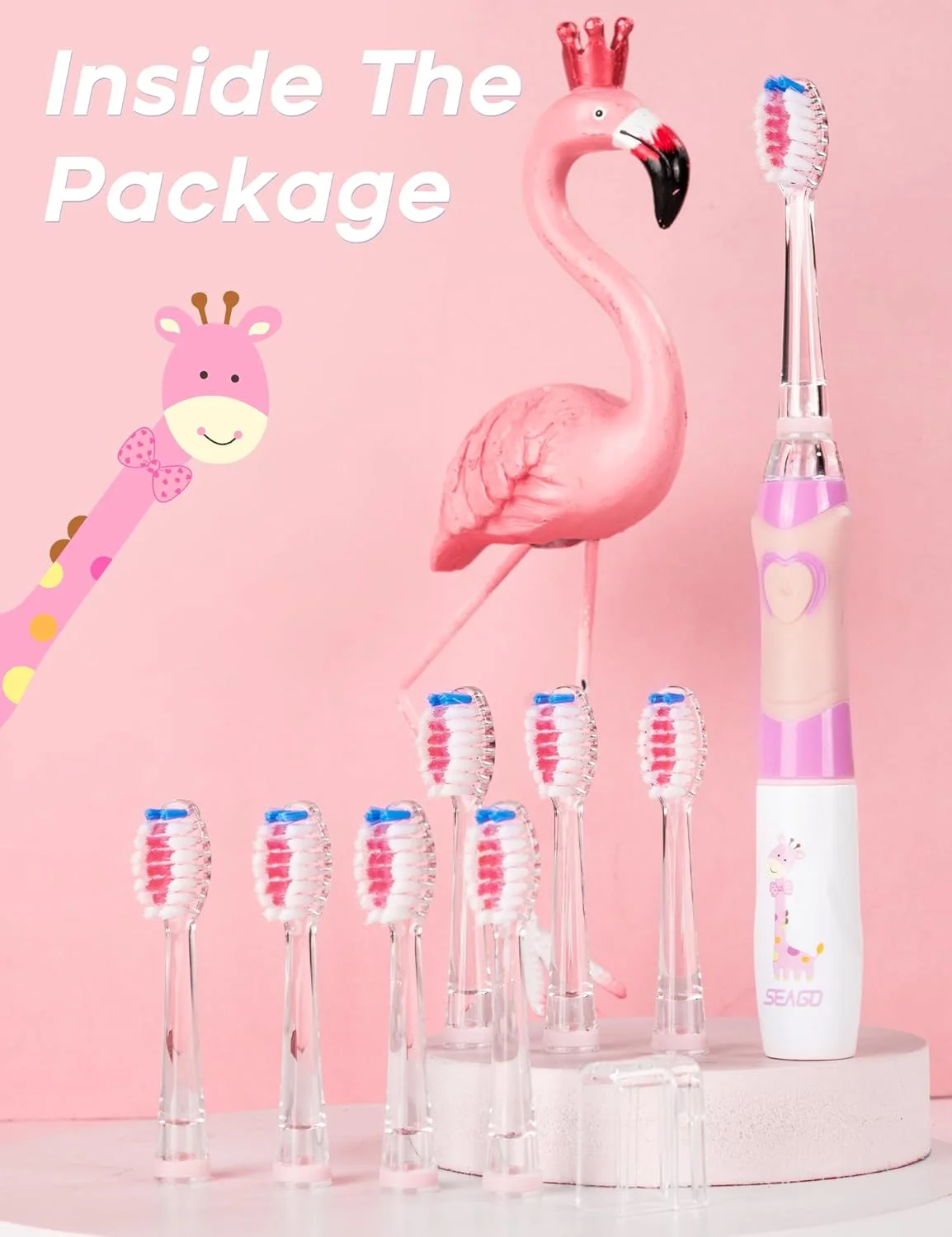 مسواک برقی کودکانه SEAGO با تایمر 2 دقیقه ای و 8 سری جایگزین، نور LED رنگین کمانی مسواک زدن را سرگرم کننده می کند، مسواک صورتی رنگ با باتری برای دختران 4-12 سال مسواک برقی کودکانه SEAGO با تایمر 2 دقیقه ای و 8 سری جایگزین، نور LED رنگین کمانی مسواک زدن را سرگرم کننده می کند، مسواک صورتی رنگ با باتری برای دختران 4-12 سال