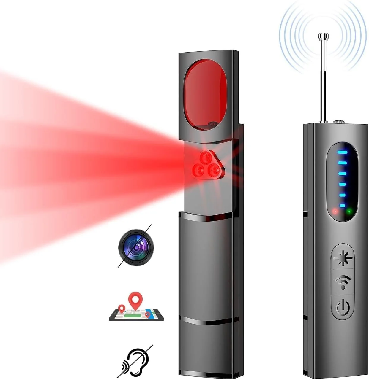 دستگاه ردیاب دوربین مخفی ضد جاسوسی Gokcan B - آشکارساز 5 سطحی. مناسب برای مسافرت و هتل. ردیاب GPS قابل حمل. دستگاه ردیاب و آشکارساز دوربین مخفی برای دفتر کار. ردیاب سیگنال RF