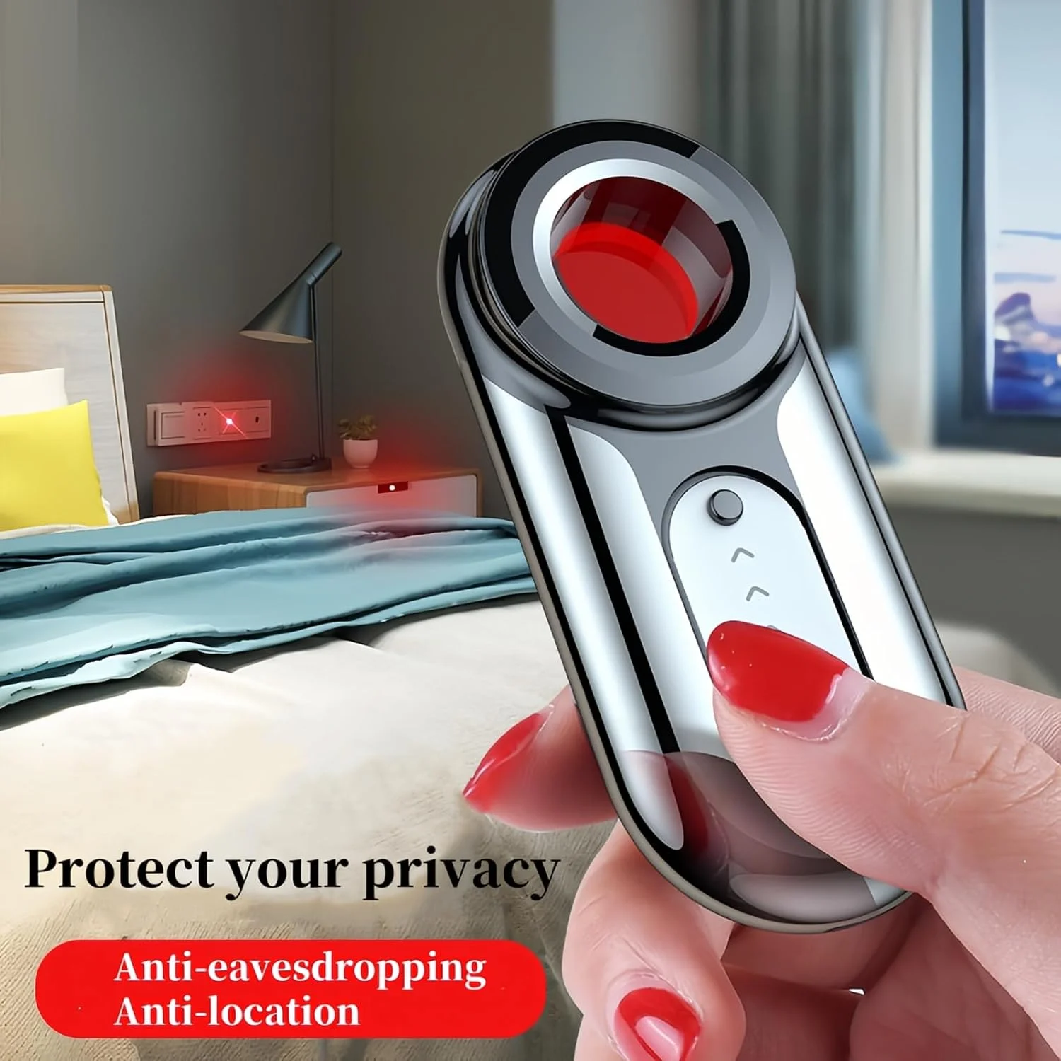 ردیاب دوربین مخفی Lancoon بسته 2 عددی، ضد دوربین، ضد نظارت، ضد ردیابی، حساسیت بالا، قابل حمل، مناسب برای هتل، اتاق کنفرانس، حمام، کمد