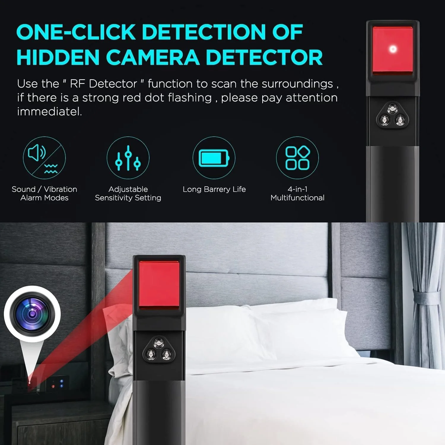 ردیاب دوربین مخفی، اسکنر و محافظ ضد باگ، ردیاب سیگنال RF و GPS، ردیاب GPS و باگ یاب برای هتل، دفتر، مسافرت و خانه