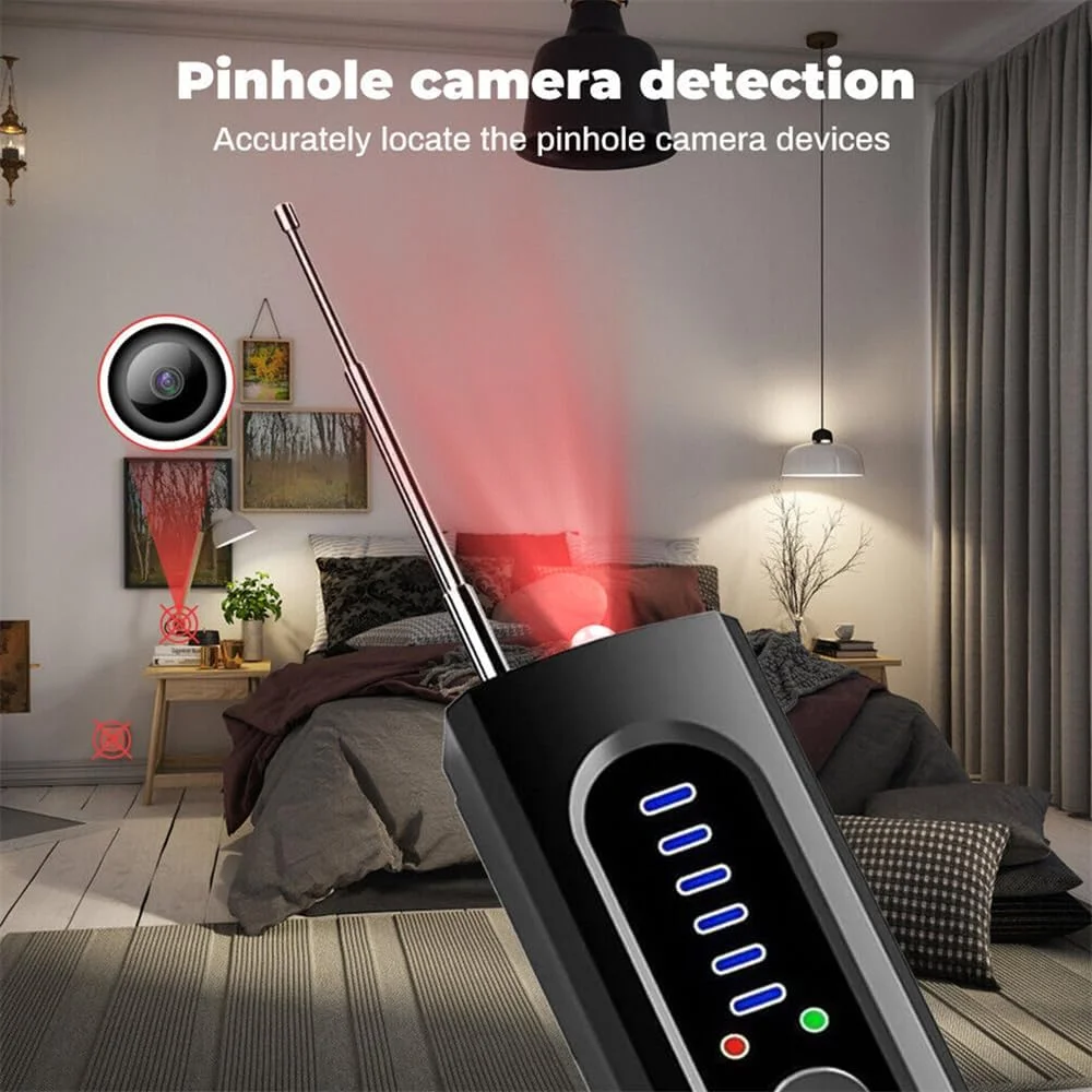 ردیاب دوربین مخفی، ردیاب GPS دستگاه مخفی، ردیاب حشره، ردیاب دوربین بی سیم قابل حمل، اسکنر سیگنال بی سیم RF، ردیاب دوربین برای هتل ها، خانه، دفتر، 5 سطح حساسیت (مشکی)