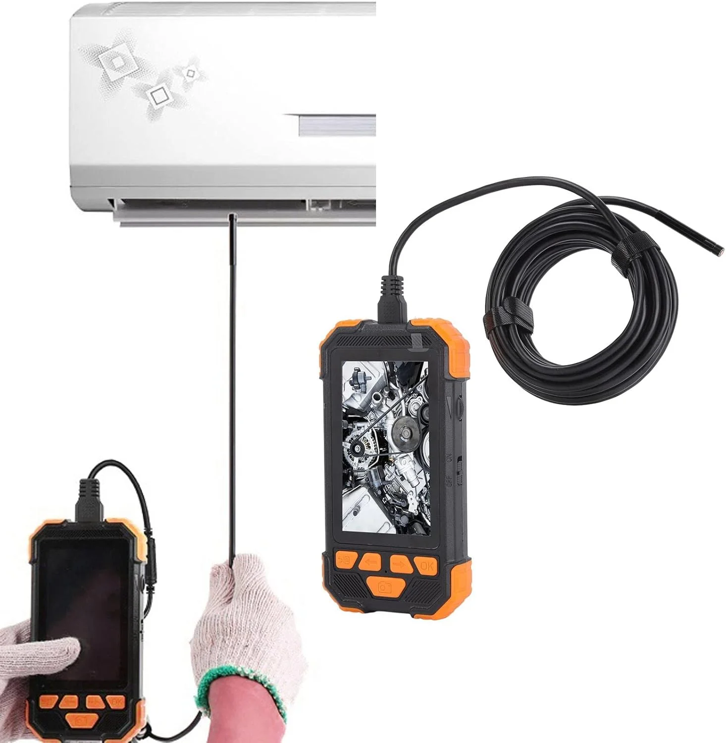 دوربین بازرسی آندوسکوپی UBEF 1080P HD، شارژ USB، آب بندی قوی، ضد خش، دارای لنز دوگانه با کابل 5 متری برای کار در زیر آب (نارنجی) دوربین بازرسی آندوسکوپی UBEF 1080P HD، شارژ USB، آب بندی قوی، ضد خش، دارای لنز دوگانه با کابل 5 متری برای کار در زیر آب (نارنجی)