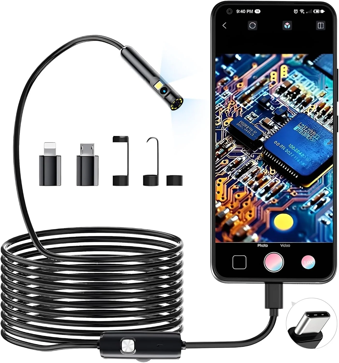 دوربین بازرسی آندوسکوپی 5 متری Zurligi، بوراسکوپ HD 1920P با 8+1 چراغ LED قابل تنظیم، دوربین بازرسی ضد آب IP67 با سیم مارپیچی نیمه سخت 5 متری برای آیفون، آیپد، تلفن اندروید (YH10) دوربین بازرسی آندوسکوپی 5 متری Zurligi، بوراسکوپ HD 1920P با 8+1 چراغ LED قابل تنظیم، دوربین بازرسی ضد آب IP67 با سیم مارپیچی نیمه سخت 5 متری برای آیفون، آیپد، تلفن اندروید (YH10)