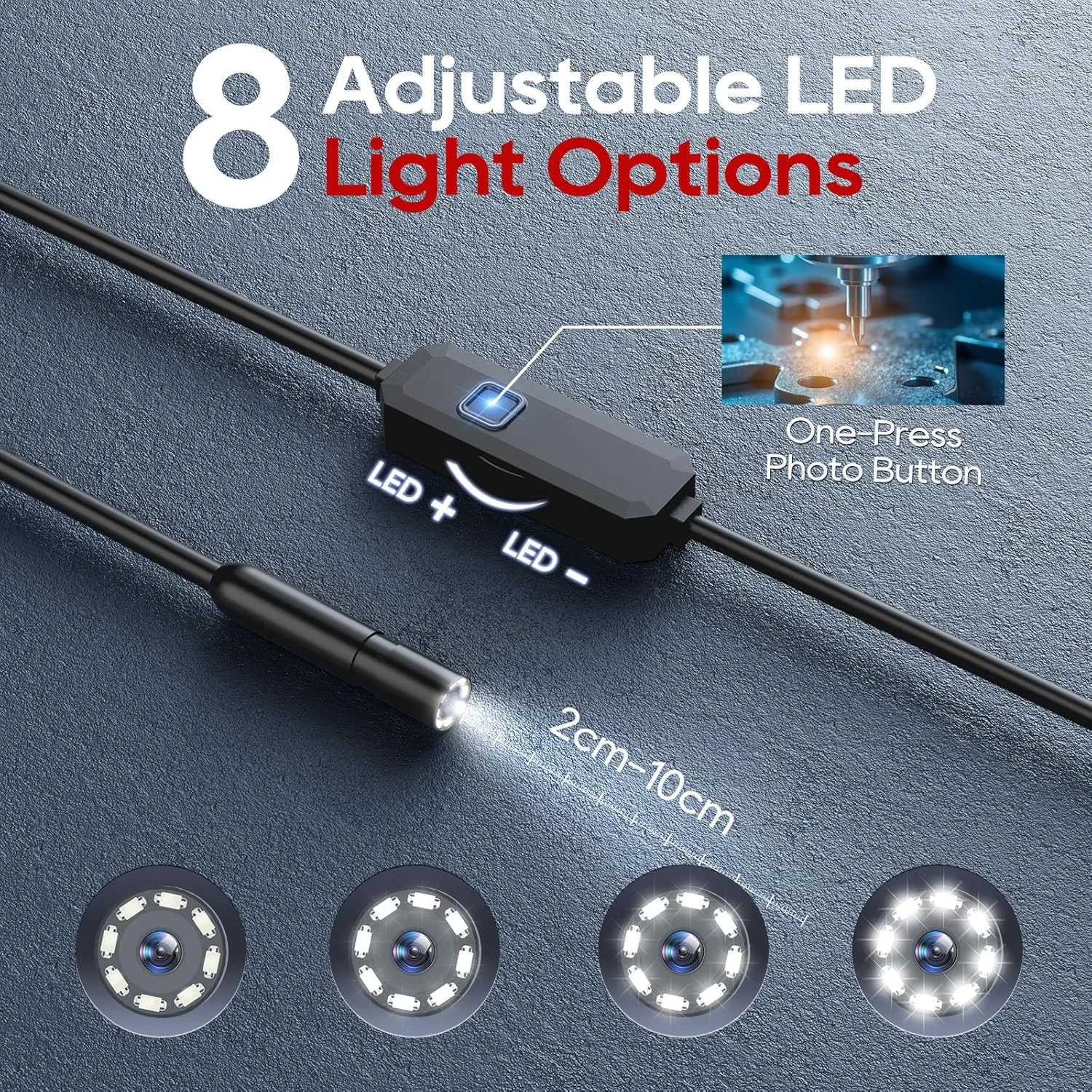 دوربین آندوسکوپی TOPDC با نور، دوربین اسکوپ HD 1920P، بورسکوپ بازرسی 8 LED قابل تنظیم برای اندروید و IOS، کابل ماری نیمه سخت 16.4 فوتی، ضد آب IP67 دوربین آندوسکوپی TOPDC با نور، دوربین اسکوپ HD 1920P، بورسکوپ بازرسی 8 LED قابل تنظیم برای اندروید و IOS، کابل ماری نیمه سخت 16.4 فوتی، ضد آب IP67