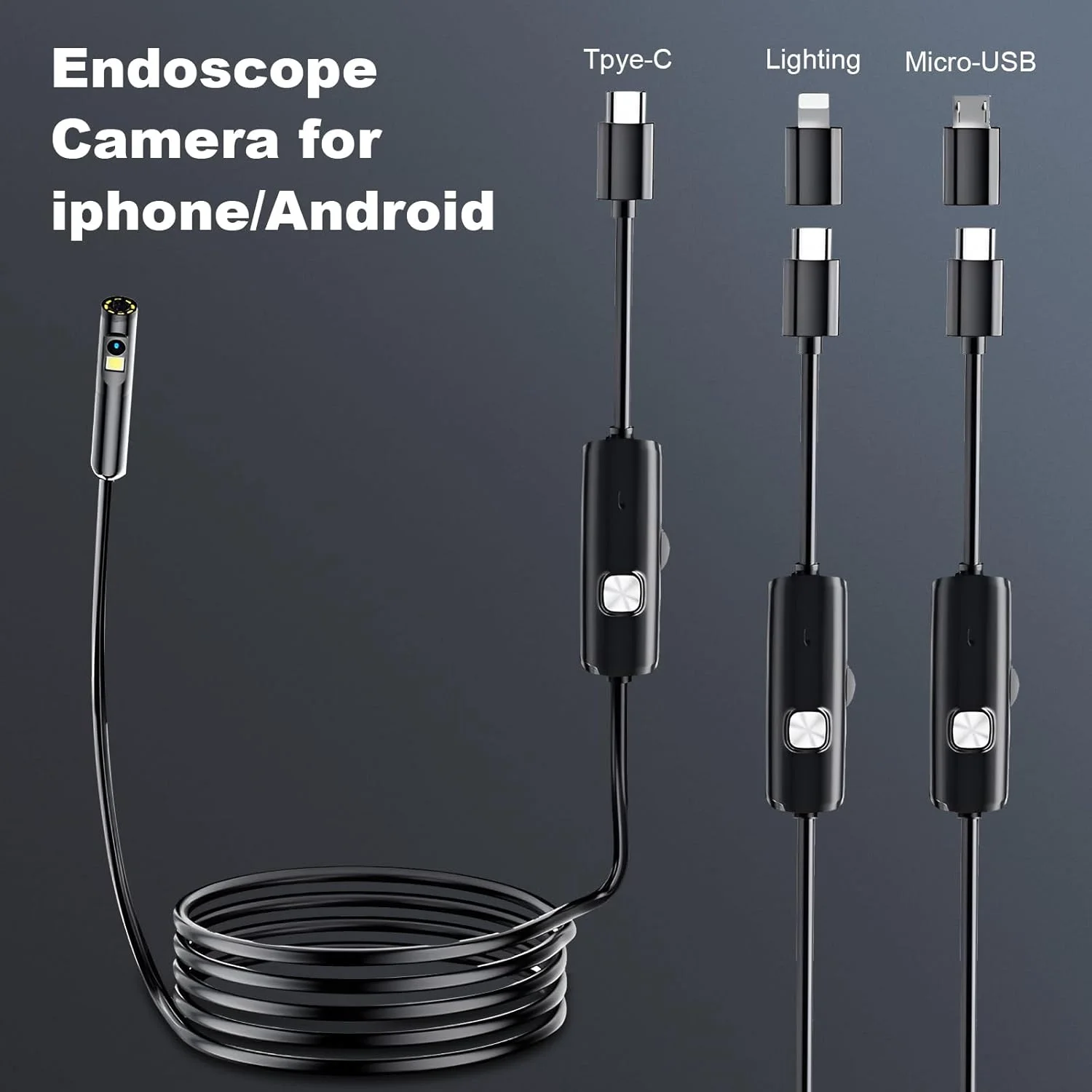 دوربین بازرسی آندوسکوپی 5 متری Zurligi، بوراسکوپ HD 1920P با 8+1 چراغ LED قابل تنظیم، دوربین بازرسی ضد آب IP67 با سیم مارپیچی نیمه سخت 5 متری برای آیفون، آیپد، تلفن اندروید (YH10) دوربین بازرسی آندوسکوپی 5 متری Zurligi، بوراسکوپ HD 1920P با 8+1 چراغ LED قابل تنظیم، دوربین بازرسی ضد آب IP67 با سیم مارپیچی نیمه سخت 5 متری برای آیفون، آیپد، تلفن اندروید (YH10)