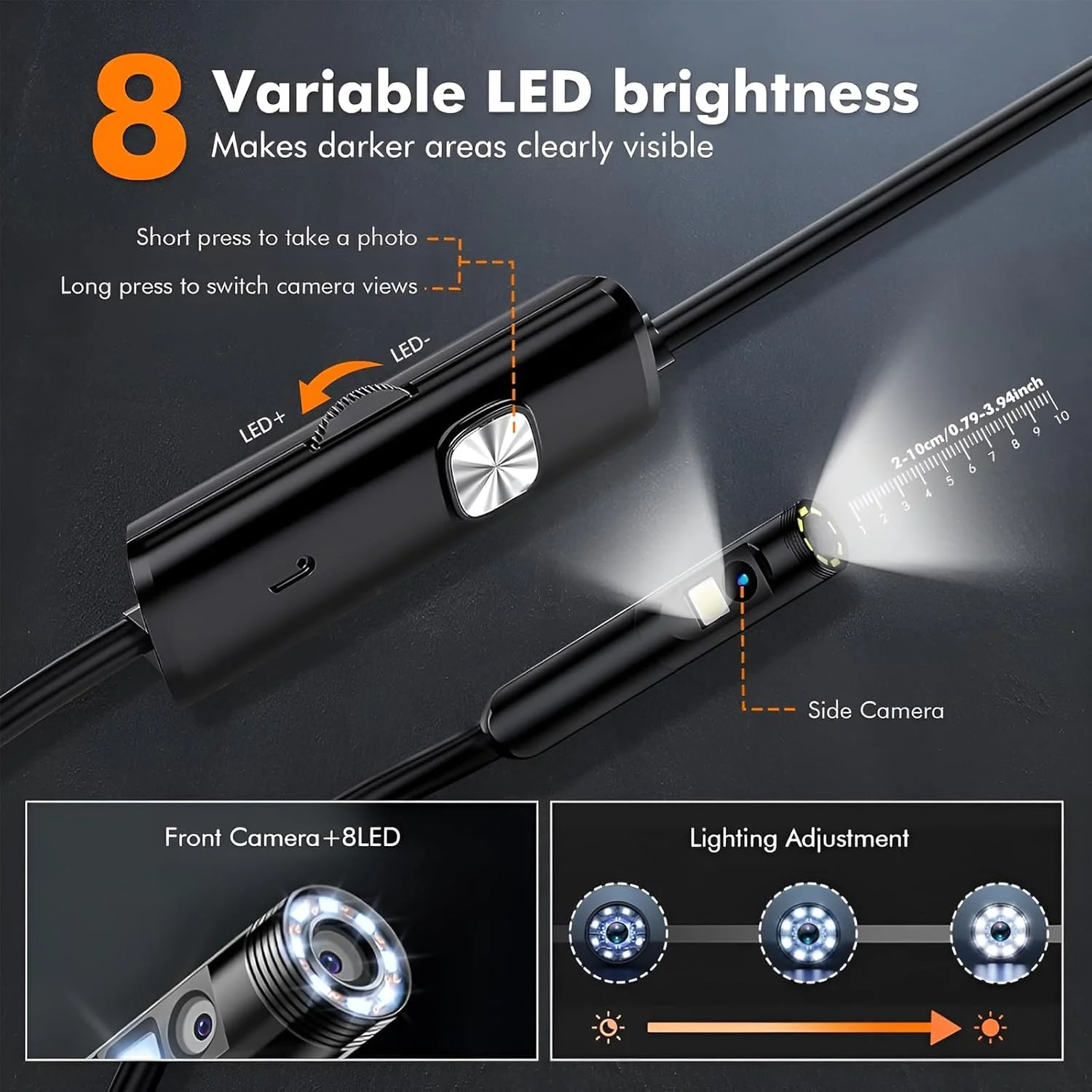 دوربین بازرسی آندوسکوپی 5 متری Zurligi، بوراسکوپ HD 1920P با 8+1 چراغ LED قابل تنظیم، دوربین بازرسی ضد آب IP67 با سیم مارپیچی نیمه سخت 5 متری برای آیفون، آیپد، تلفن اندروید (YH10) دوربین بازرسی آندوسکوپی 5 متری Zurligi، بوراسکوپ HD 1920P با 8+1 چراغ LED قابل تنظیم، دوربین بازرسی ضد آب IP67 با سیم مارپیچی نیمه سخت 5 متری برای آیفون، آیپد، تلفن اندروید (YH10)