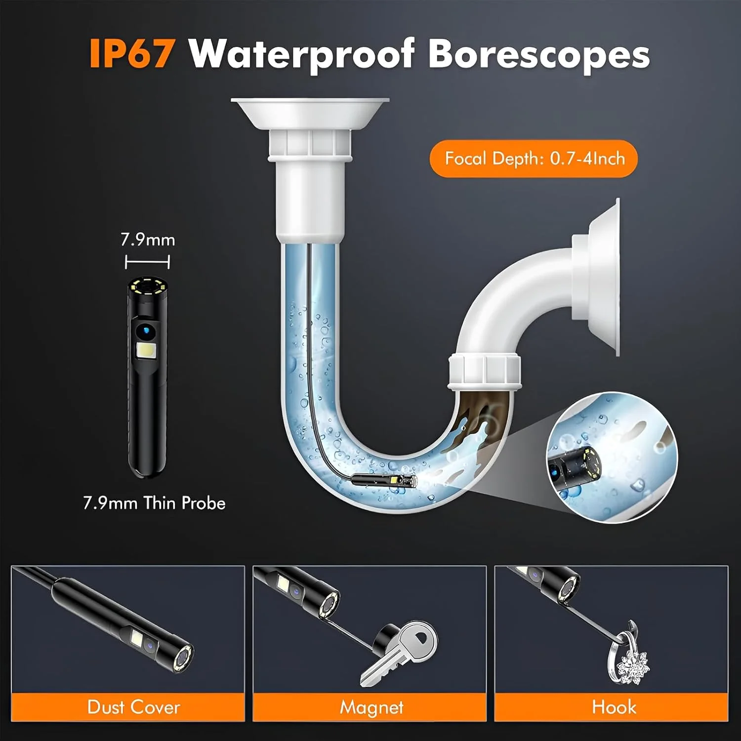 دوربین بازرسی آندوسکوپی 5 متری Zurligi، بوراسکوپ HD 1920P با 8+1 چراغ LED قابل تنظیم، دوربین بازرسی ضد آب IP67 با سیم مارپیچی نیمه سخت 5 متری برای آیفون، آیپد، تلفن اندروید (YH10) دوربین بازرسی آندوسکوپی 5 متری Zurligi، بوراسکوپ HD 1920P با 8+1 چراغ LED قابل تنظیم، دوربین بازرسی ضد آب IP67 با سیم مارپیچی نیمه سخت 5 متری برای آیفون، آیپد، تلفن اندروید (YH10)