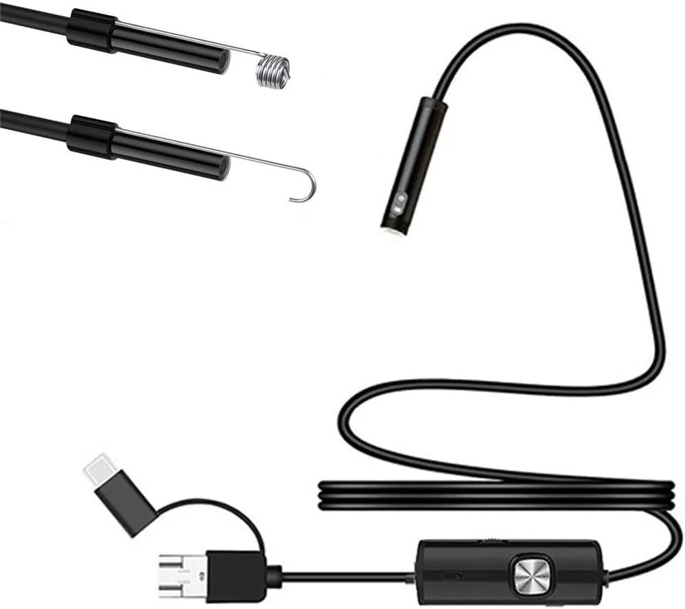 آندوسکوپ دو لنز Samnuerly Borescope، آندوسکوپ کامپیوتر HD با پورت های 8 میلی متری Micro USB/Type-c/USB 3-in-1، دوربین بازرسی صنعتی، دارای 6 چراغ LED قابل تنظیم، ضد آب IP67، کابل نیمه سخت آندوسکوپ دو لنز Samnuerly Borescope، آندوسکوپ کامپیوتر HD با پورت های 8 میلی متری Micro USB/Type-c/USB 3-in-1، دوربین بازرسی صنعتی، دارای 6 چراغ LED قابل تنظیم، ضد آب IP67، کابل نیمه سخت