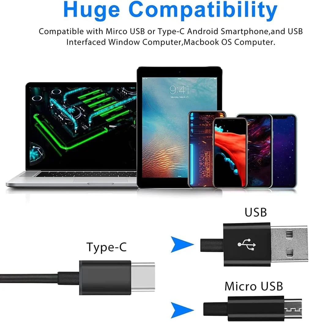 آندوسکوپ دو لنز Samnuerly Borescope، آندوسکوپ کامپیوتر HD با پورت های 8 میلی متری Micro USB/Type-c/USB 3-in-1، دوربین بازرسی صنعتی، دارای 6 چراغ LED قابل تنظیم، ضد آب IP67، کابل نیمه سخت