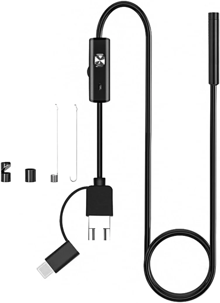 دوربین آندوسکوپی POFET، دوربین بازرسی 3 در 1 با نور، ضد آب، مشکی، 5 متر، USB، اندروید، Type-C، 480p، 640x480، 30FPS، IP67 دوربین آندوسکوپی POFET، دوربین بازرسی 3 در 1 با نور، ضد آب، مشکی، 5 متر، USB، اندروید، Type-C، 480p، 640x480، 30FPS، IP67