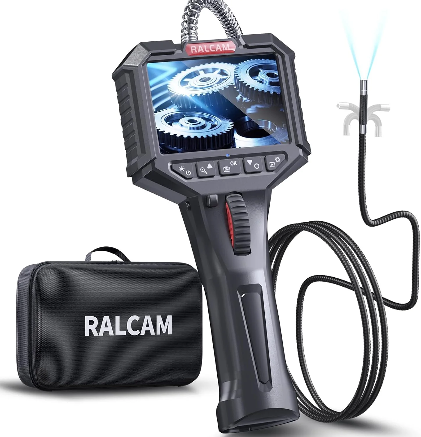 دوربین بازرسی مفصلی Ralcam، دوربین بازرسی 180 درجه 2 طرفه، لنز 6.2 میلی متری ضد آب IP67، 6 چراغ LED قابل تنظیم، آندوسکوپ صفحه نمایش IPS قابل حمل 3.5 اینچی با کابل نیمه سخت 1.0 متری دوربین بازرسی مفصلی Ralcam، دوربین بازرسی 180 درجه 2 طرفه، لنز 6.2 میلی متری ضد آب IP67، 6 چراغ LED قابل تنظیم، آندوسکوپ صفحه نمایش IPS قابل حمل 3.5 اینچی با کابل نیمه سخت 1.0 متری