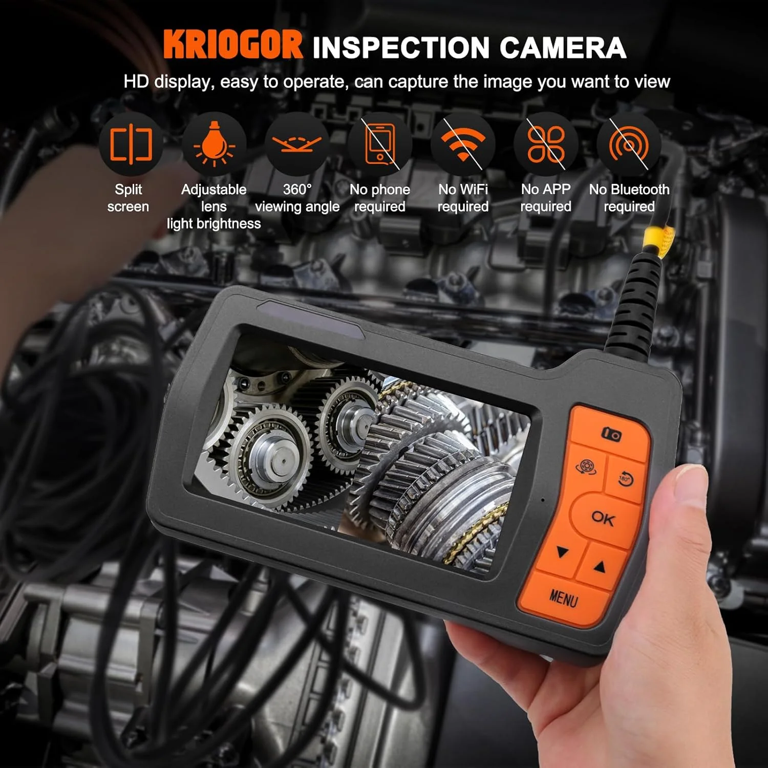 دوربین بازرسی سه لنز Kriogor با کابل 15 متری، صفحه نمایش 5 اینچی IPS با کیفیت 1080P HD، دوربین آندوسکوپی بازرسی با چراغ، دوربین ضد آب لوله کشی فاضلاب، کابل نیمه سخت دوربین بازرسی سه لنز Kriogor با کابل 15 متری، صفحه نمایش 5 اینچی IPS با کیفیت 1080P HD، دوربین آندوسکوپی بازرسی با چراغ، دوربین ضد آب لوله کشی فاضلاب، کابل نیمه سخت