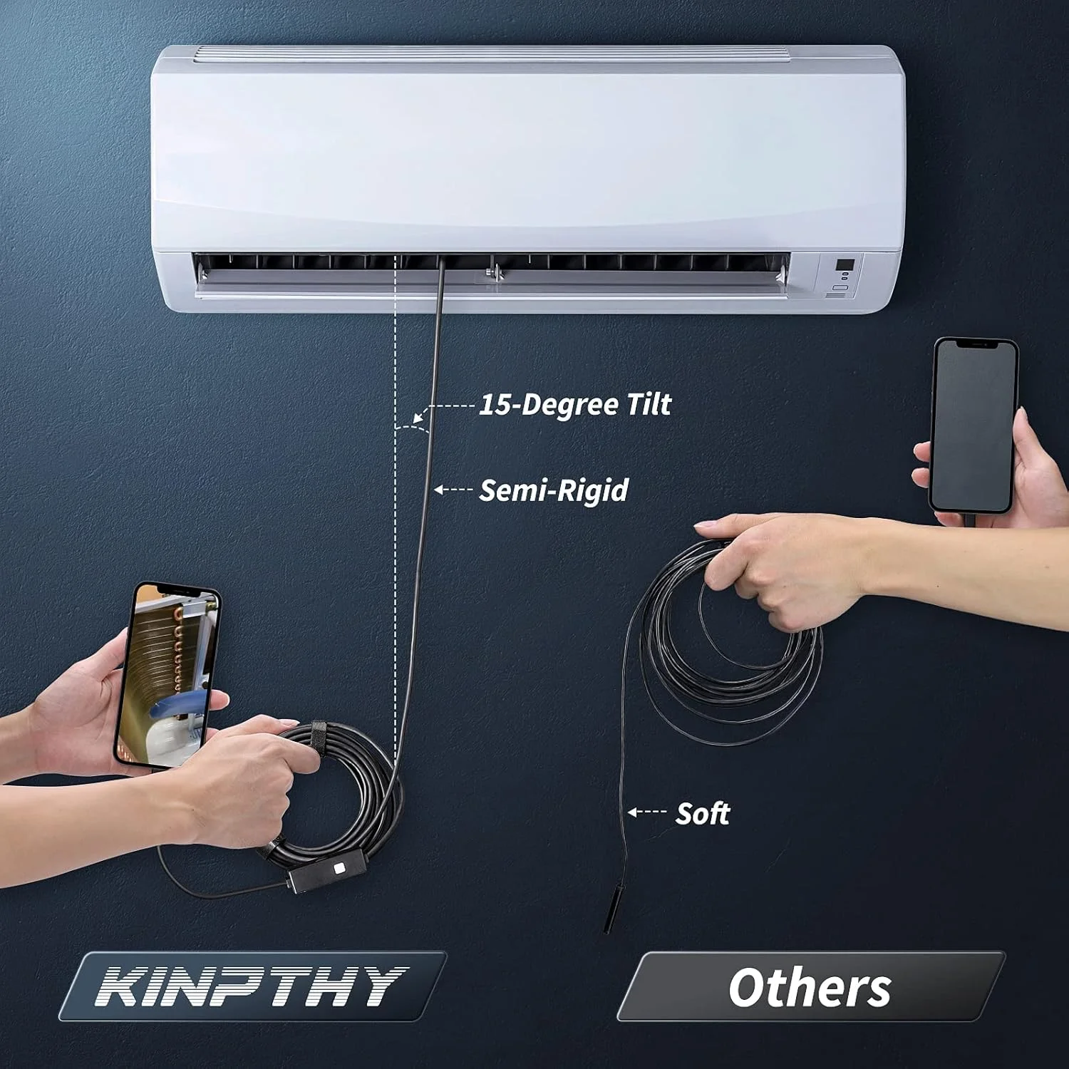 دوربین آندوسکوپی Kinpthy با نور، بورسکوپ 1920P HD با 8 چراغ LED قابل تنظیم، آندوسکوپ با دوربین ماری نیمه سخت 16.4 فوتی، دوربین بازرسی ضد آب 7.9 میلی متری IP67 برای IOS و Android دوربین آندوسکوپی Kinpthy با نور، بورسکوپ 1920P HD با 8 چراغ LED قابل تنظیم، آندوسکوپ با دوربین ماری نیمه سخت 16.4 فوتی، دوربین بازرسی ضد آب 7.9 میلی متری IP67 برای IOS و Android
