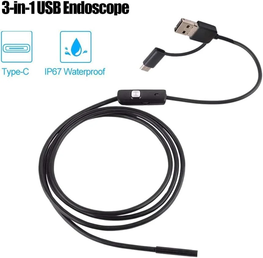 دوربین بازرسی آندوسکوپی صنعتی 3 در 1 با 6 LED داخلی و استاندارد ضدآب IP67، دارای اتصال USB Type-C، جایگزین مناسب برای تلفن های هوشمند اندرویدی/کامپیوتر دوربین بازرسی آندوسکوپی صنعتی 3 در 1 با 6 LED داخلی و استاندارد ضدآب IP67، دارای اتصال USB Type-C، جایگزین مناسب برای تلفن های هوشمند اندرویدی/کامپیوتر