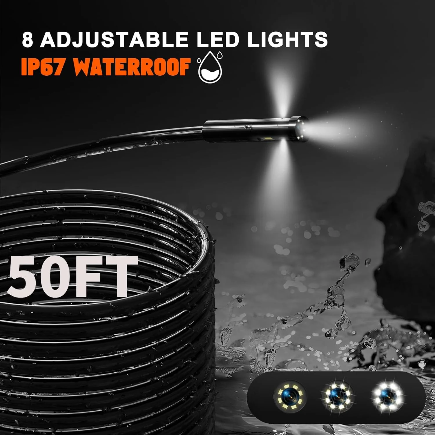 دوربین بازرسی سه لنز Kriogor با کابل 15 متری، صفحه نمایش 5 اینچی IPS با کیفیت 1080P HD، دوربین آندوسکوپی بازرسی با چراغ، دوربین ضد آب لوله کشی فاضلاب، کابل نیمه سخت دوربین بازرسی سه لنز Kriogor با کابل 15 متری، صفحه نمایش 5 اینچی IPS با کیفیت 1080P HD، دوربین آندوسکوپی بازرسی با چراغ، دوربین ضد آب لوله کشی فاضلاب، کابل نیمه سخت