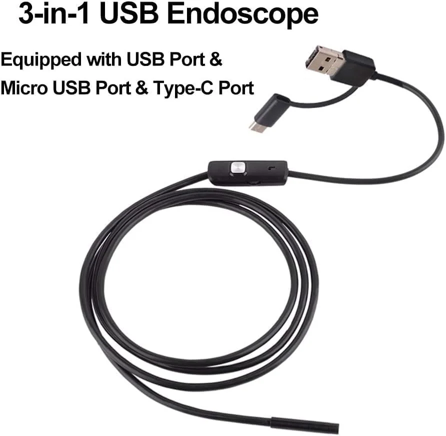 دوربین بازرسی آندوسکوپی صنعتی 3 در 1 با 6 LED داخلی و استاندارد ضدآب IP67، دارای اتصال USB Type-C، جایگزین مناسب برای تلفن های هوشمند اندرویدی/کامپیوتر دوربین بازرسی آندوسکوپی صنعتی 3 در 1 با 6 LED داخلی و استاندارد ضدآب IP67، دارای اتصال USB Type-C، جایگزین مناسب برای تلفن های هوشمند اندرویدی/کامپیوتر