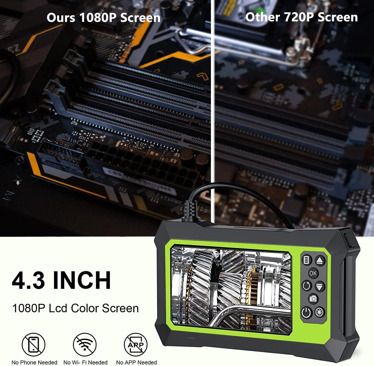 اندوسکوپ ارتقا یافته Exrp با چراغ، دوربین بازرسی بورسکوپ 1080P Pro HD با صفحه نمایش LCD 4.3 اینچی، دوربین مار ضد آب IP67، 8 چراغ LED روشن اندوسکوپ ارتقا یافته Exrp با چراغ، دوربین بازرسی بورسکوپ 1080P Pro HD با صفحه نمایش LCD 4.3 اینچی، دوربین مار ضد آب IP67، 8 چراغ LED روشن
