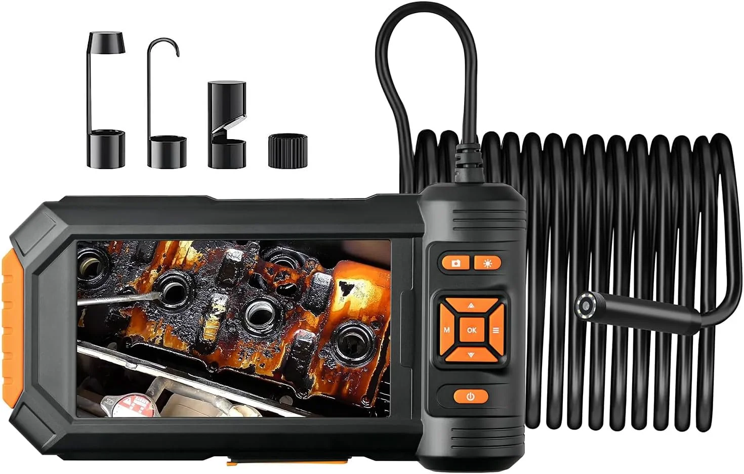 دوربین بازرسی صنعتی Eacam با نور، صفحه نمایش 4.3 اینچی LCD، دوربین مارپیچی دیجیتال HD دستی ضد آب برای بازرسی فاضلاب با 8 چراغ LED، کابل نیمه سخت 16.4 فوت دوربین بازرسی صنعتی Eacam با نور، صفحه نمایش 4.3 اینچی LCD، دوربین مارپیچی دیجیتال HD دستی ضد آب برای بازرسی فاضلاب با 8 چراغ LED، کابل نیمه سخت 16.4 فوت