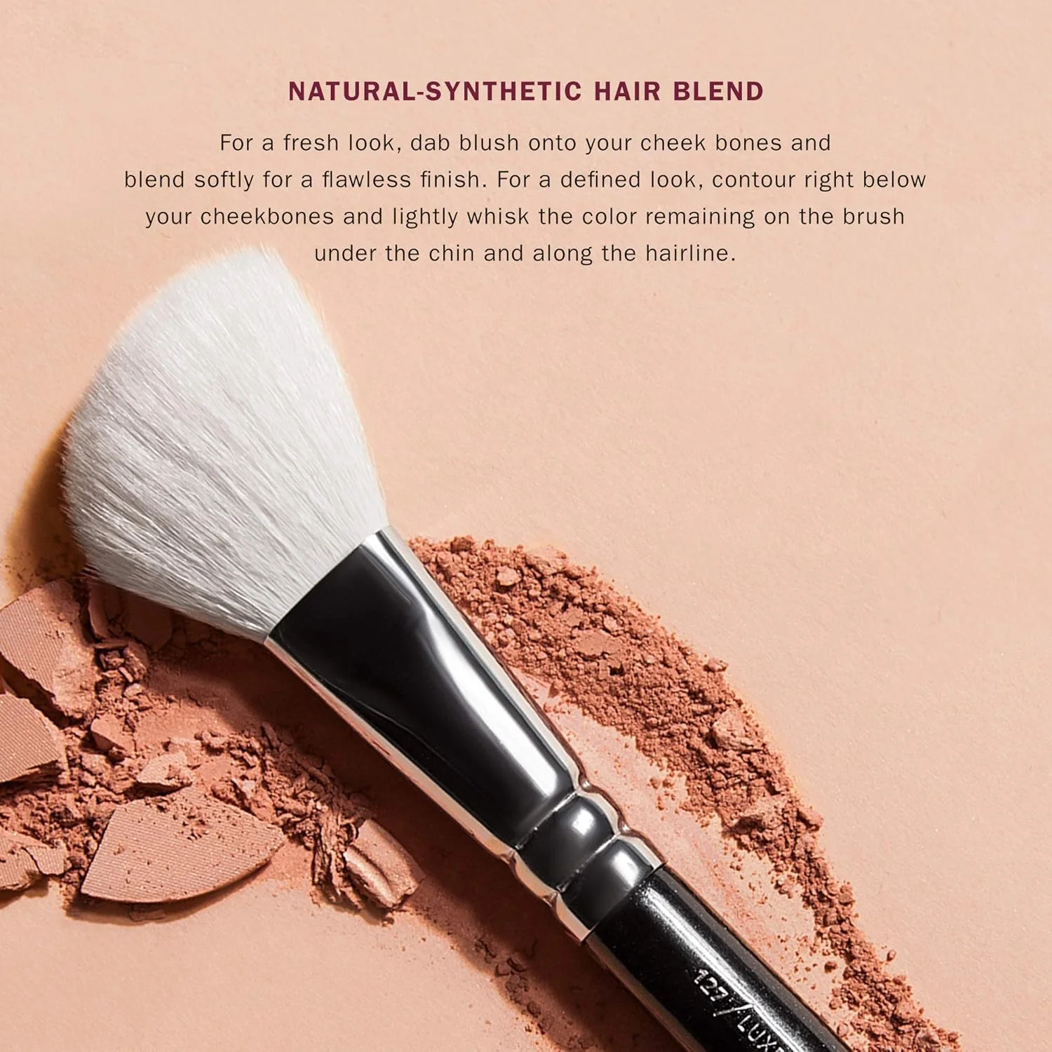 براش آرایشی رژگونه لوکس ZOEVA 127 Natural Synthetic - براش کانتور، طبیعی، براش پودر