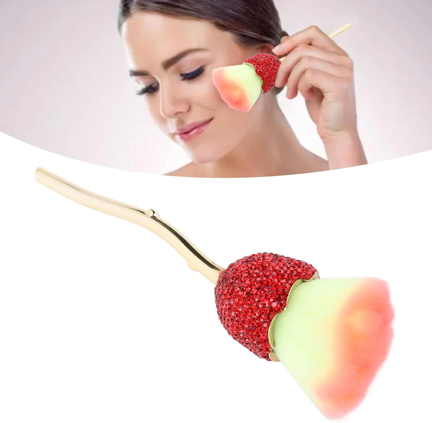 براش رژگونه طرح گل YUYTE، براش پودر، براش گردگیری ناخن با نگین های درخشان برای استفاده دقیق، کاربرپسند و تمیز کردن آسان براش رژگونه طرح گل YUYTE، براش پودر، براش گردگیری ناخن با نگین های درخشان برای استفاده دقیق، کاربرپسند و تمیز کردن آسان