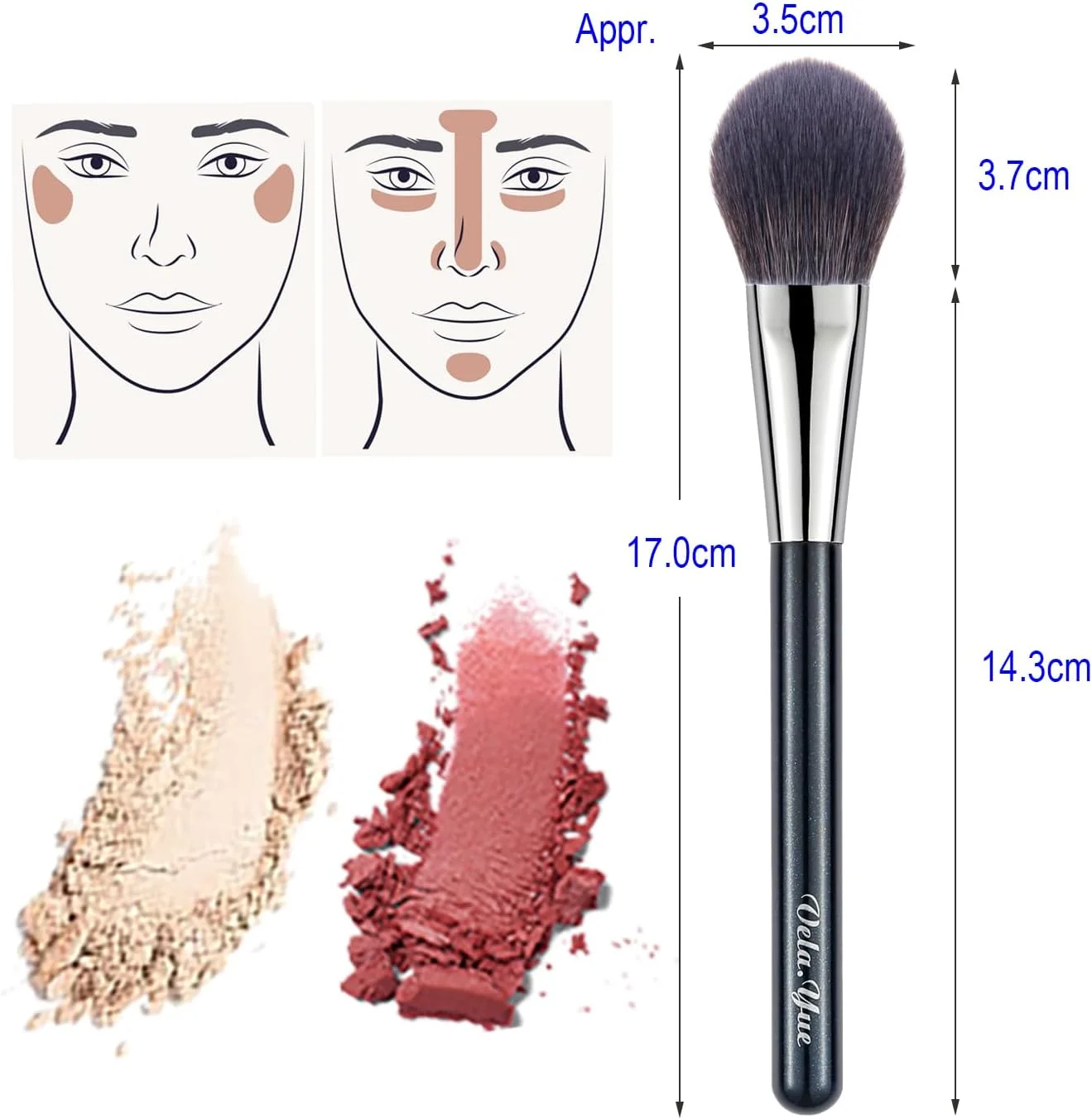 Vela.Yue براش رژگونه پودری، براش هایلایتر صورت و پخش کننده Vela.Yue براش رژگونه پودری، براش هایلایتر صورت و پخش کننده