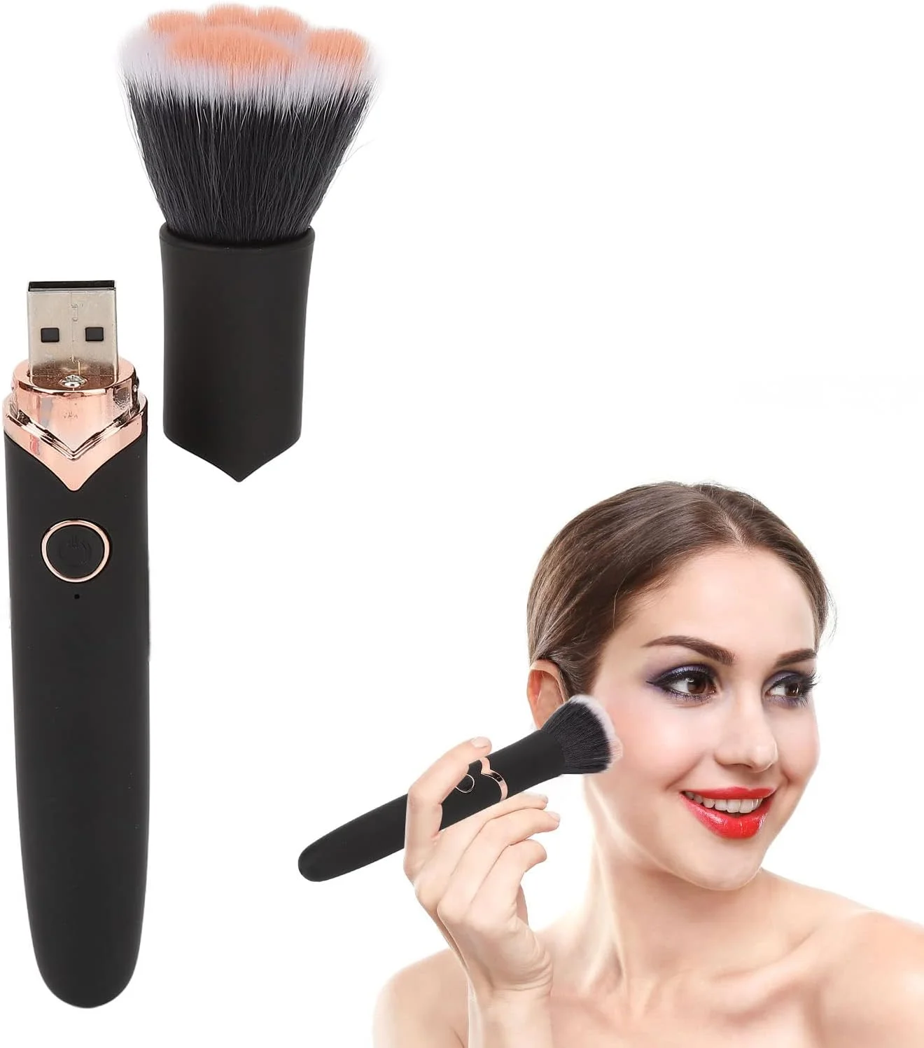 برس آرایشی برقی قابل حمل Vokers، برس آرایشی حرفه ای با 10 حالت سرعت، ضد آب، قابل شارژ، مناسب برای پودر فیکس، رژگونه و انواع پوست برس آرایشی برقی قابل حمل Vokers، برس آرایشی حرفه ای با 10 حالت سرعت، ضد آب، قابل شارژ، مناسب برای پودر فیکس، رژگونه و انواع پوست