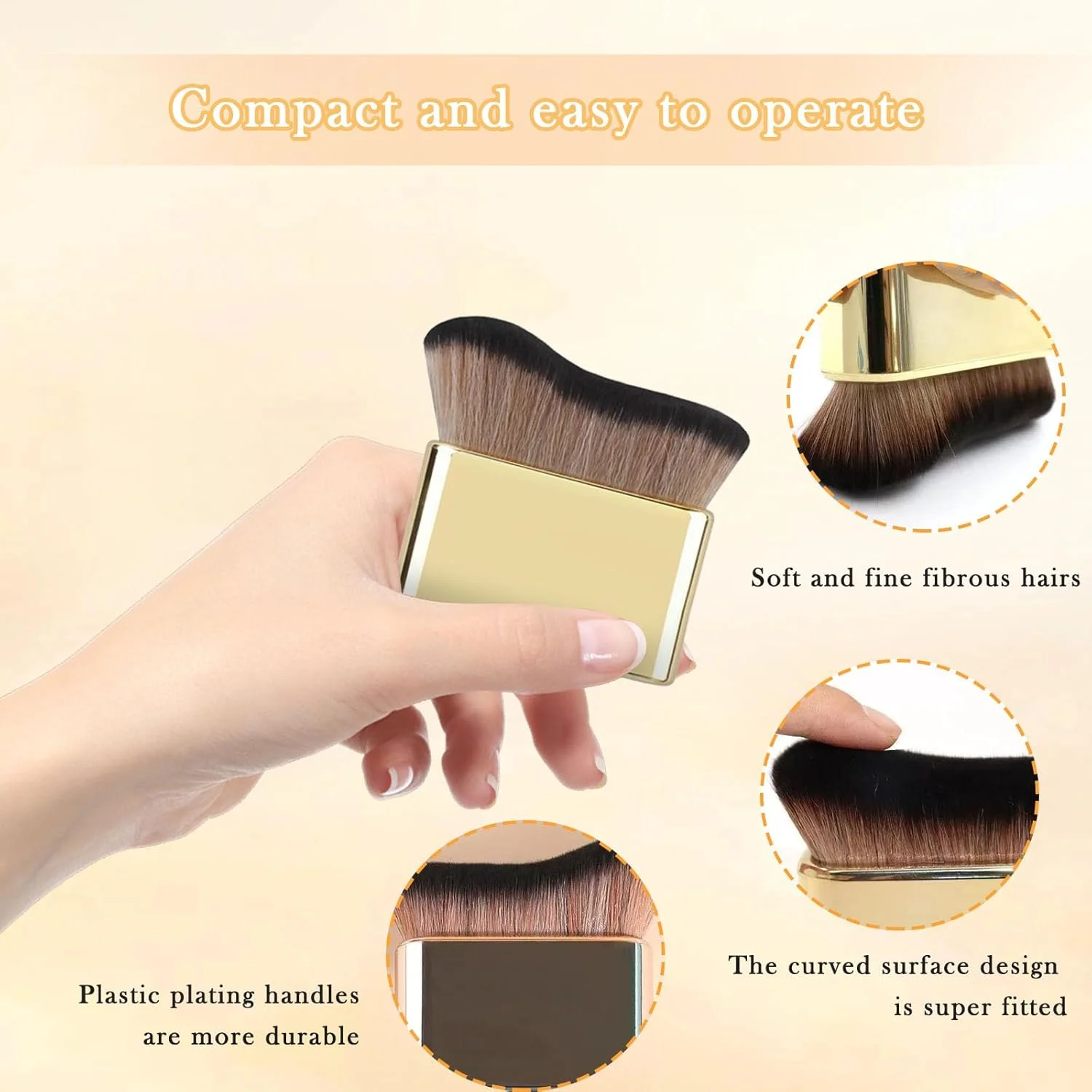 برس برنزه کننده، 9.6 x 8 سانتی متر، برس تخت برنزه کننده، برس بزرگ آرایشی بدن، برس برنزه کننده خودکار، برس چند منظوره بدن، برس پودر، برس رژگونه با موهای نرم