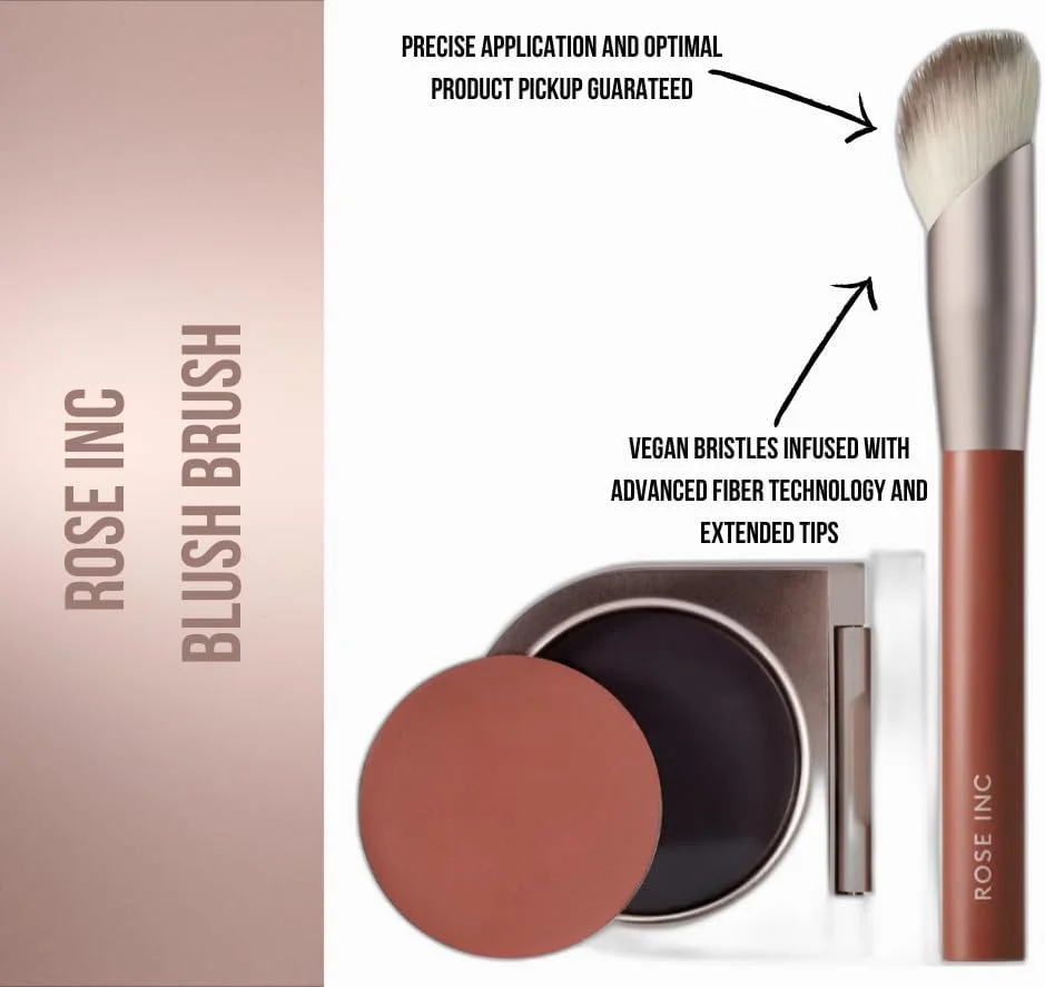 براش رژگونه زاویه دار شماره 2 رز اینک - براش آرایشی وگان و پایدار برای استفاده دقیق