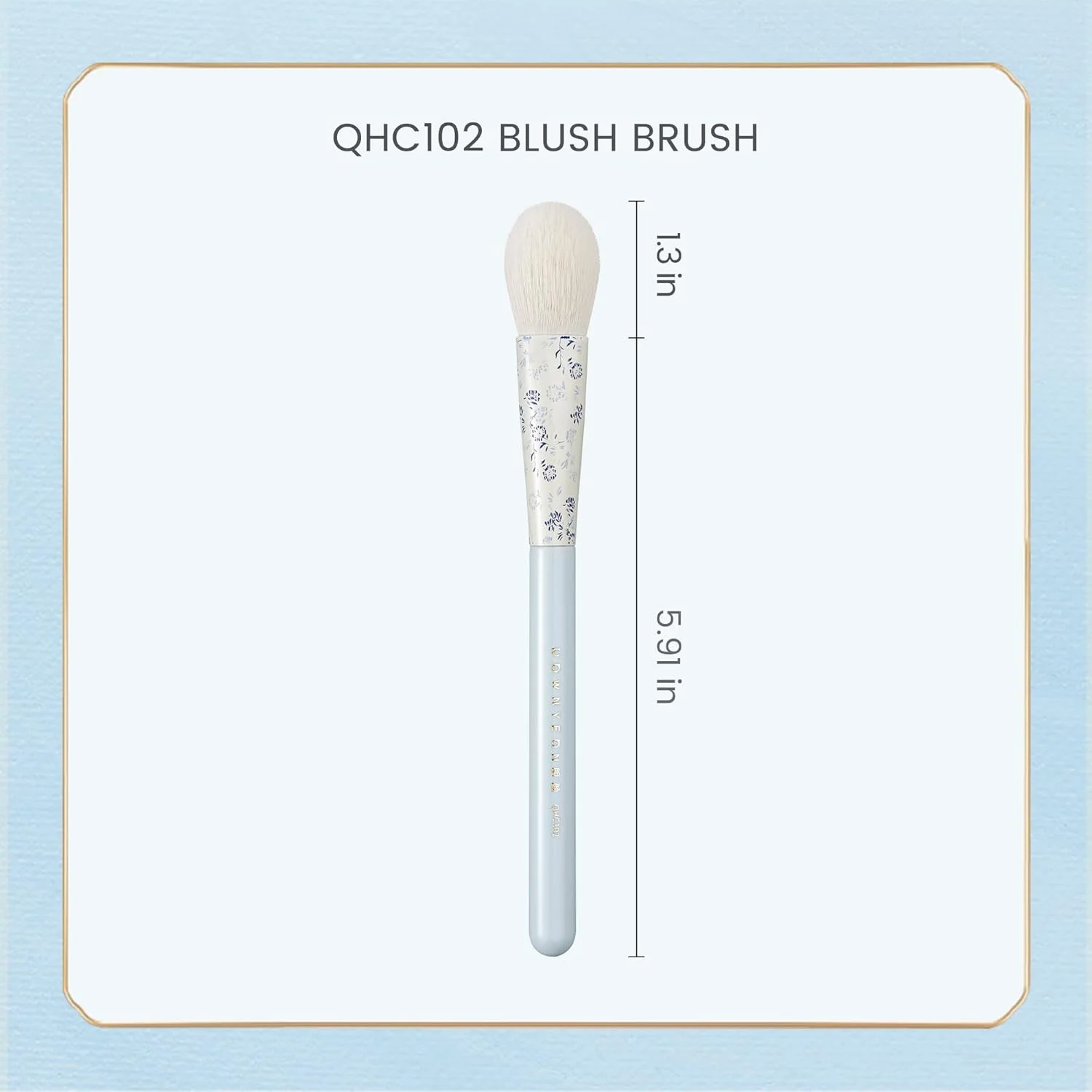 براش رژگونه رونیون QHC102 – الیاف مصنوعی، براش آرایشی الهام گرفته از طرح фарфор آبی-سفید برای گونه و کانتور