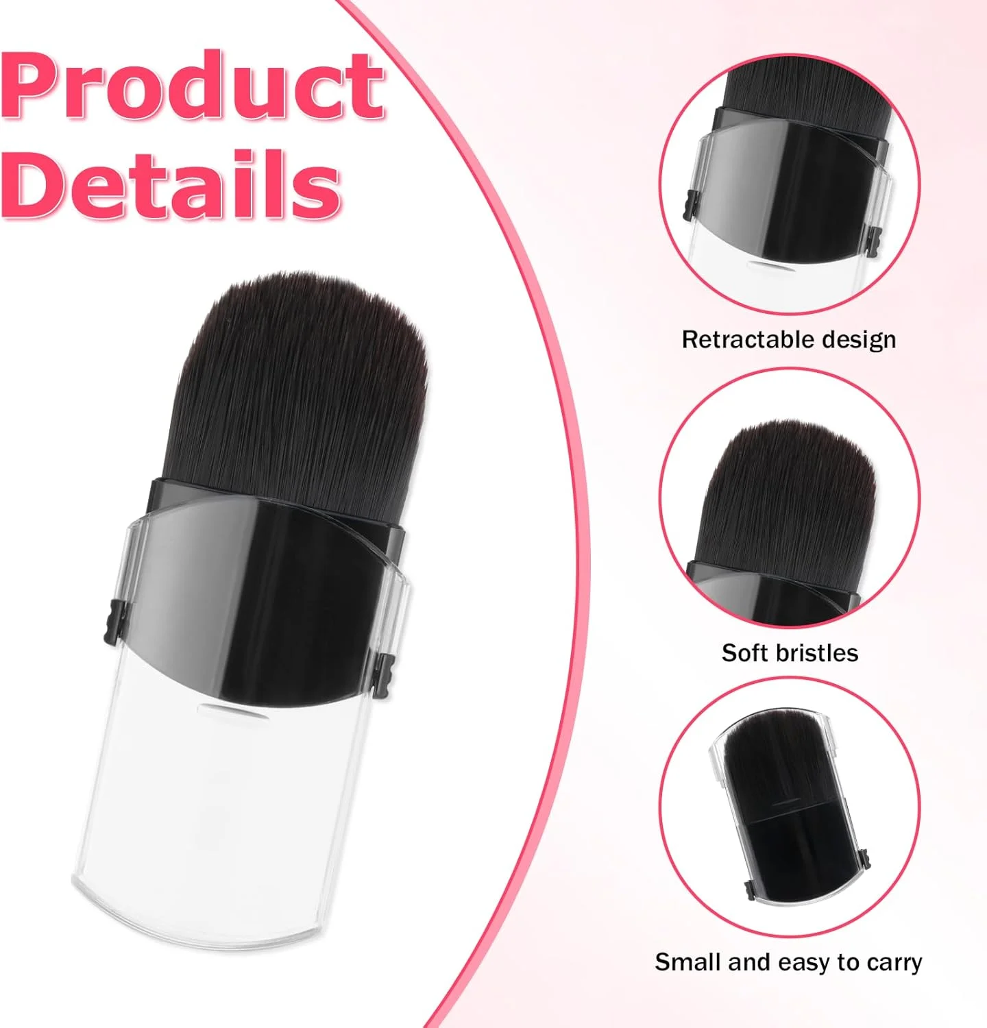 ست 2 عددی براش آرایشی جمع شونده، براش رژگونه مینی قابل حمل با درپوش برای ترکیب برنزر و لوازم آرایشی رژگونه ست 2 عددی براش آرایشی جمع شونده، براش رژگونه مینی قابل حمل با درپوش برای ترکیب برنزر و لوازم آرایشی رژگونه