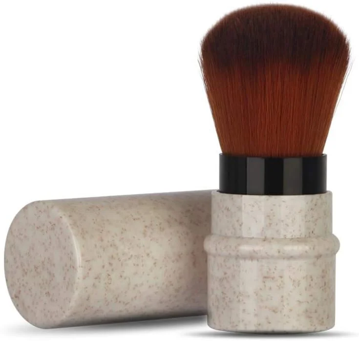 براش آرایشی جمع شونده، براش پودر مسافرتی برای کرم پودر، رژگونه برنزر، پولیش، لوازم آرایشی پودری بی عیب و نقص، براش رژگونه صورت قابل حمل با پوشش (زردآلویی)