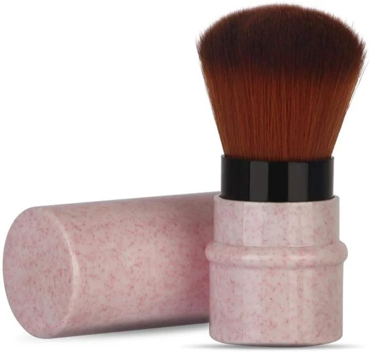 براش آرایشی جمع شونده، براش پودر مسافرتی برای کرم پودر، رژگونه برنزر، پرداخت، لوازم آرایشی پودری بی عیب و نقص، براش رژگونه صورت قابل حمل با پوشش (صورتی)