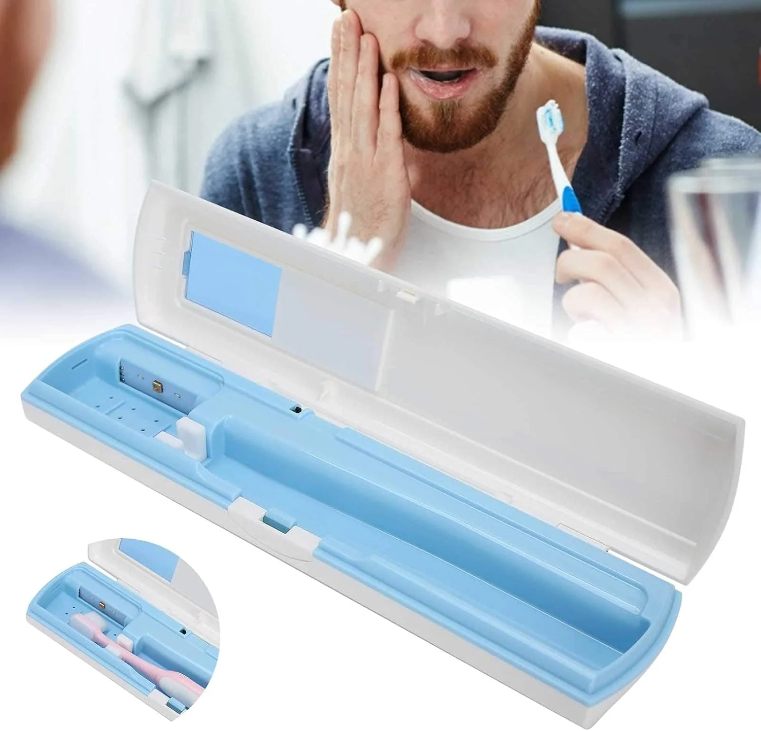 استریلایزر مسواک UV کاست ویو، جعبه تمیز کننده مسواک UV قابل حمل، نگهدارنده و سازمان دهنده مسواک، جعبه ضد عفونی کننده سر مسواک برای مسافرت و استفاده در منزل استریلایزر مسواک UV کاست ویو، جعبه تمیز کننده مسواک UV قابل حمل، نگهدارنده و سازمان دهنده مسواک، جعبه ضد عفونی کننده سر مسواک برای مسافرت و استفاده در منزل