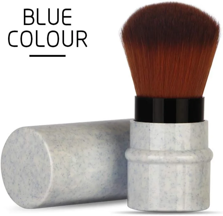 براش آرایشی جمع شونده، براش پودر مسافرتی برای کرم پودر، رژگونه برنزر، پولیش، لوازم آرایشی پودری بی عیب و نقص، براش رژگونه صورت قابل حمل با پوشش (آبی)