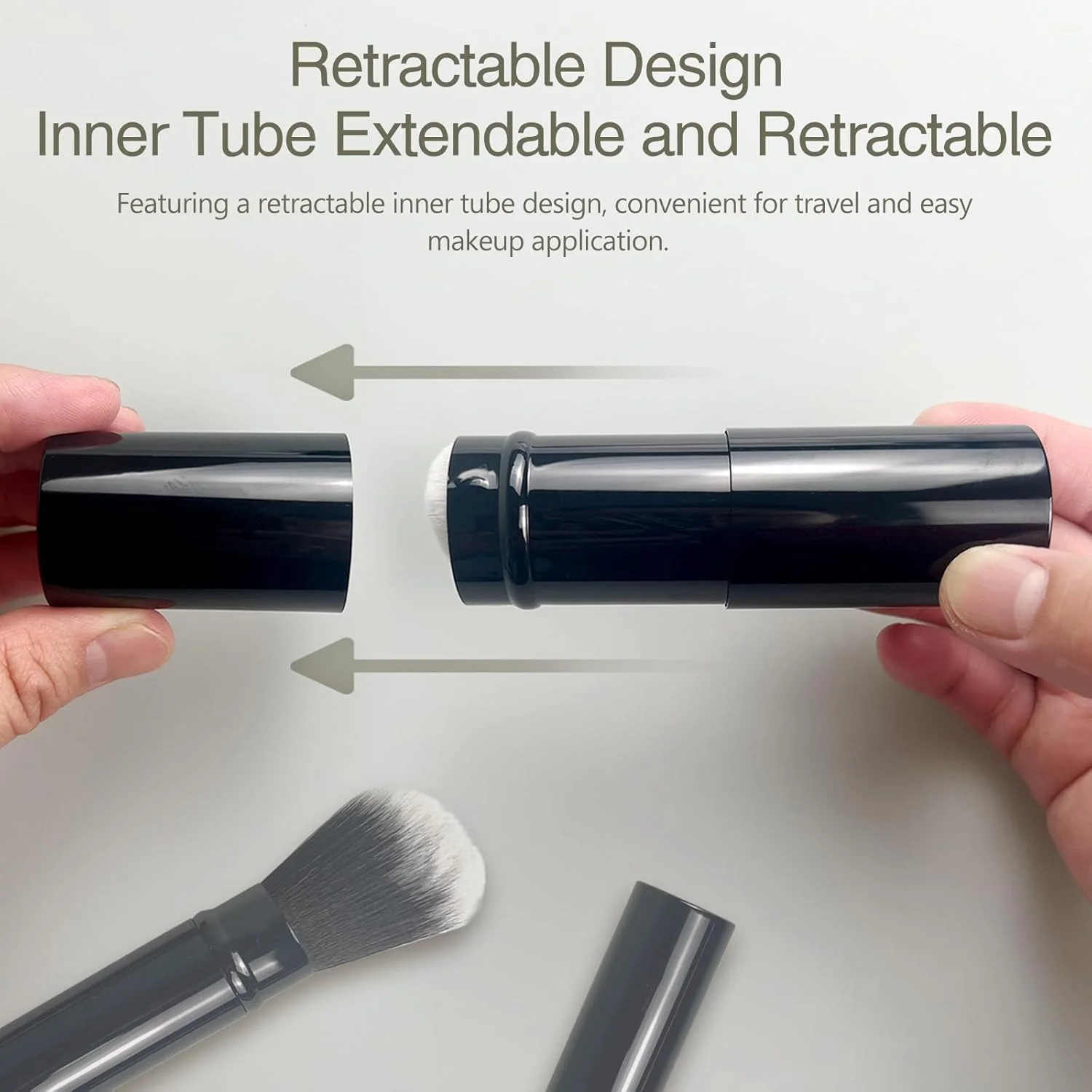 براش آرایشی کابوکی جمع شونده، براش چند منظوره کرم پودر و رژگونه با درپوش برای مسافرت