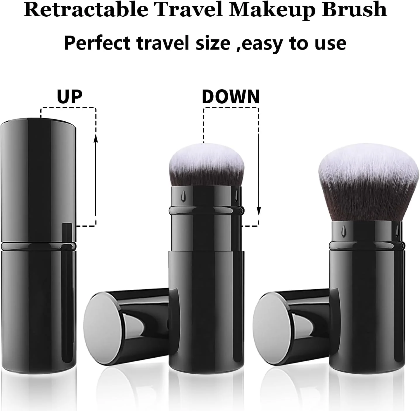 براش آرایشی جمع شونده، براش رژگونه مسافرتی، براش قابل حمل پودر فونداسیون و ضد آفتاب با پوشش برای رژگونه، برنزر، پولیش، هایلایتر و لوازم آرایشی پودری بی عیب و نقص براش آرایشی جمع شونده، براش رژگونه مسافرتی، براش قابل حمل پودر فونداسیون و ضد آفتاب با پوشش برای رژگونه، برنزر، پولیش، هایلایتر و لوازم آرایشی پودری بی عیب و نقص