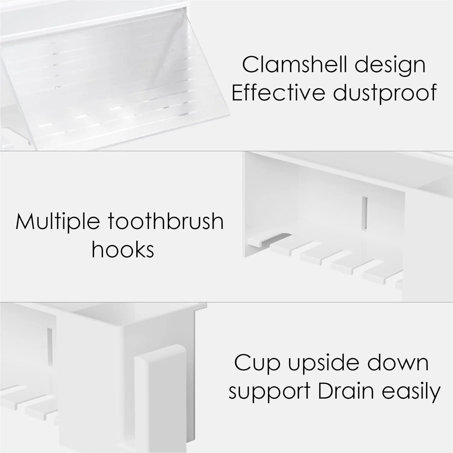 نگهدارنده مسواک دیواری KASTWAVE، دارای 5 جایگاه با پوشش، سازمان دهنده چند منظوره پلاستیکی مسواک و خمیر دندان، سازگار با Oral-B Cross Action، Colgate Renewal، برای دوش، RV، کمپر (سفید) نگهدارنده مسواک دیواری KASTWAVE، دارای 5 جایگاه با پوشش، سازمان دهنده چند منظوره پلاستیکی مسواک و خمیر دندان، سازگار با Oral-B Cross Action، Colgate Renewal، برای دوش، RV، کمپر (سفید)