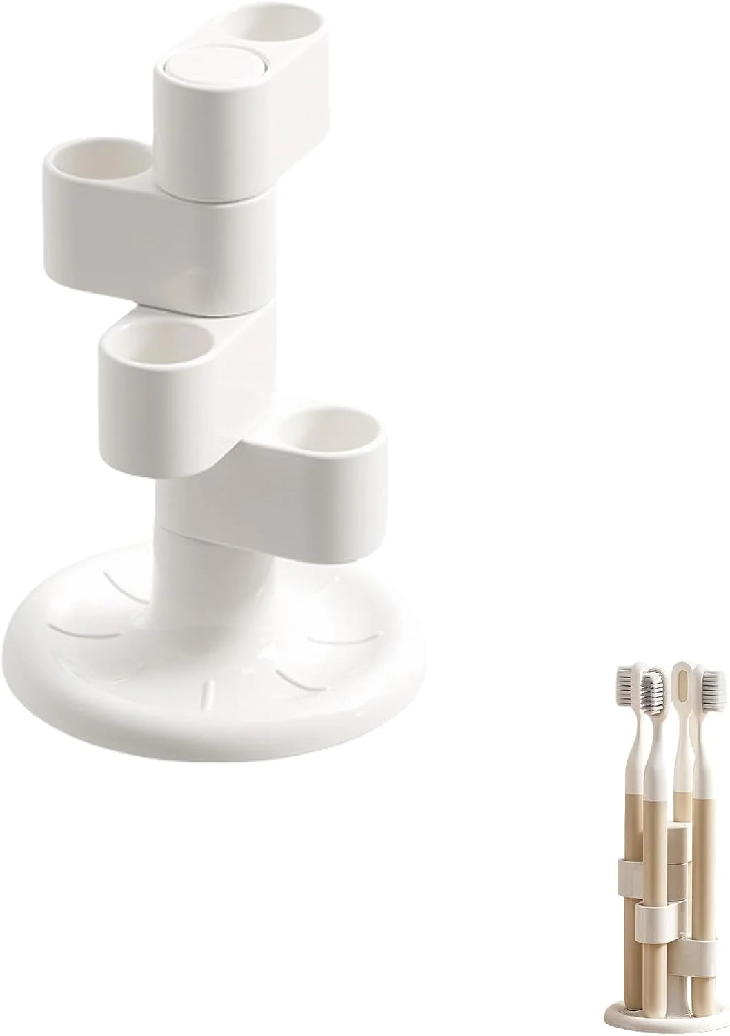 جا برس آرایشی و ارگانایزر لوازم آرایشی با قابلیت چرخش 360 درجه، جا قلمی و جا مسواکی چند منظوره برای میز آرایش، کانتر حمام، میز کار و ارگانایزر لوازم منزل