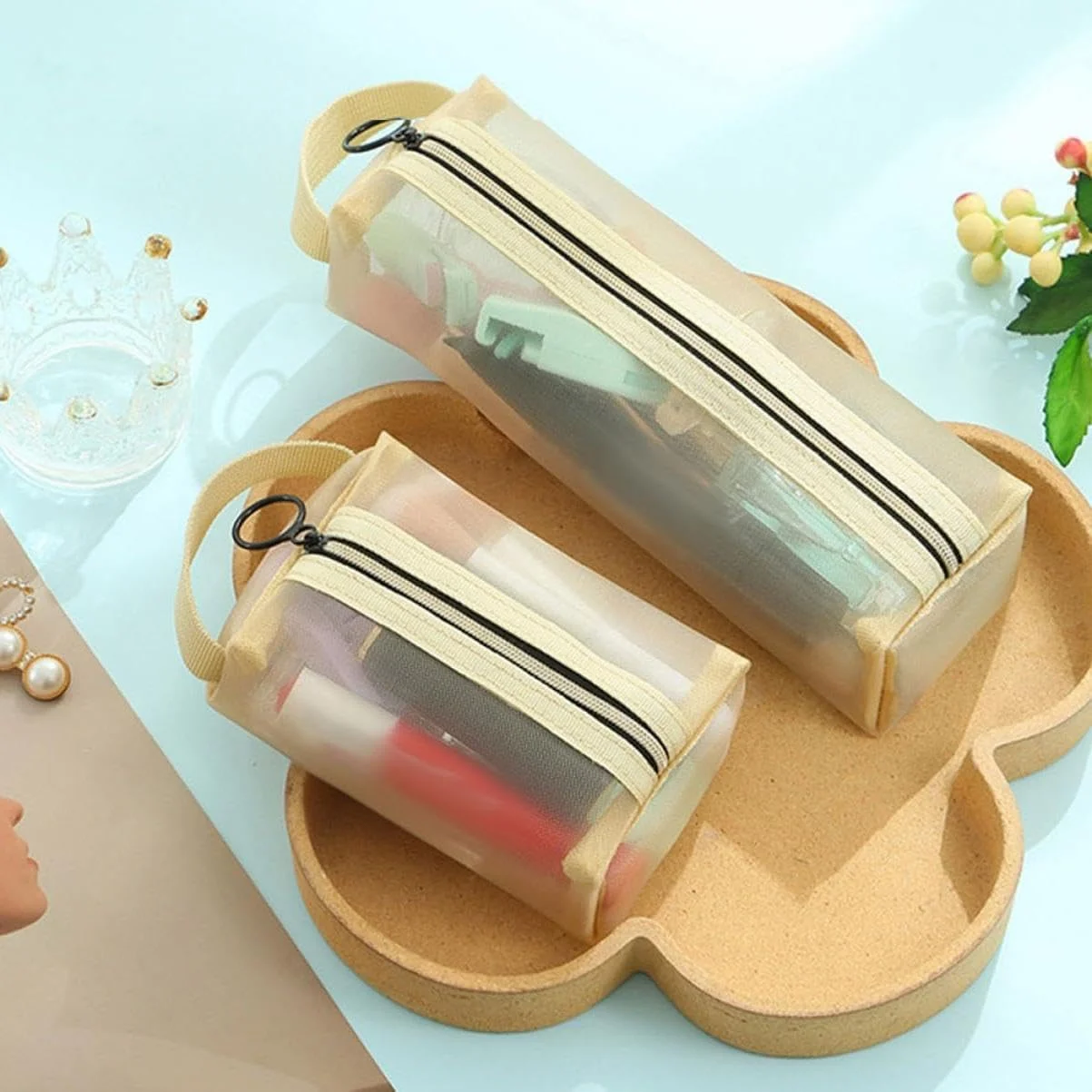 کیف لوازم آرایش شفاف، کیف مسافرتی لوازم آرایش برای زنان، کیف لوازم آرایشی ضد آب شفاف، ظرفیت بزرگ، سبک وزن، چند منظوره، کیف قابل حمل برای لوازم ضروری روزانه، کلید، مسواک، مراقبت از پوست